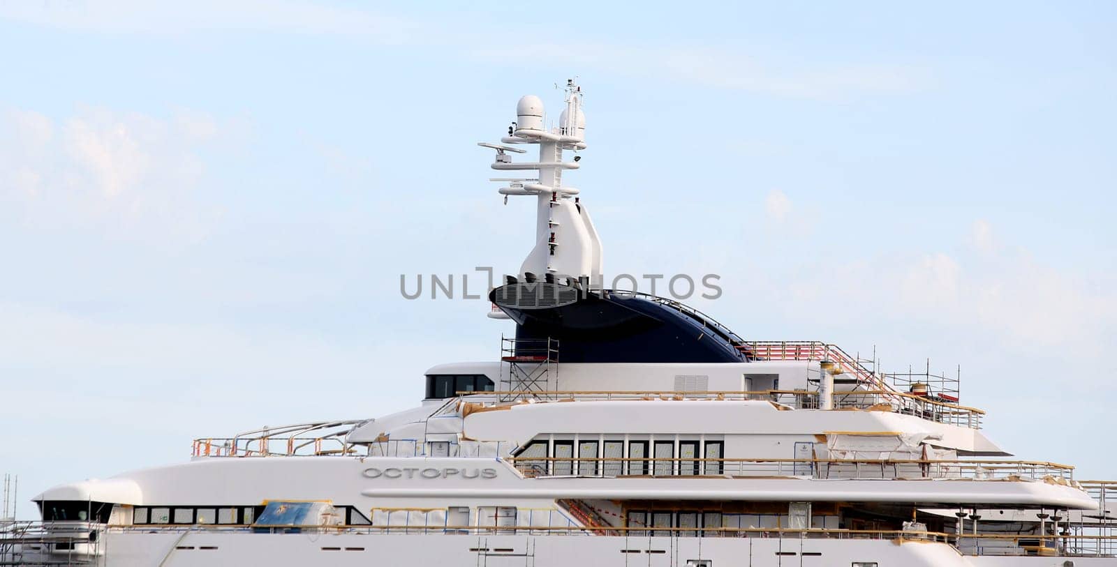 Octopus is a 414-foot (126 m) megayacht owned by the estate of the passed away  Microsoft co-founder Paul Allen  in the Dock from Blohm and Voss - Port  Hamburg on 30.06.2019