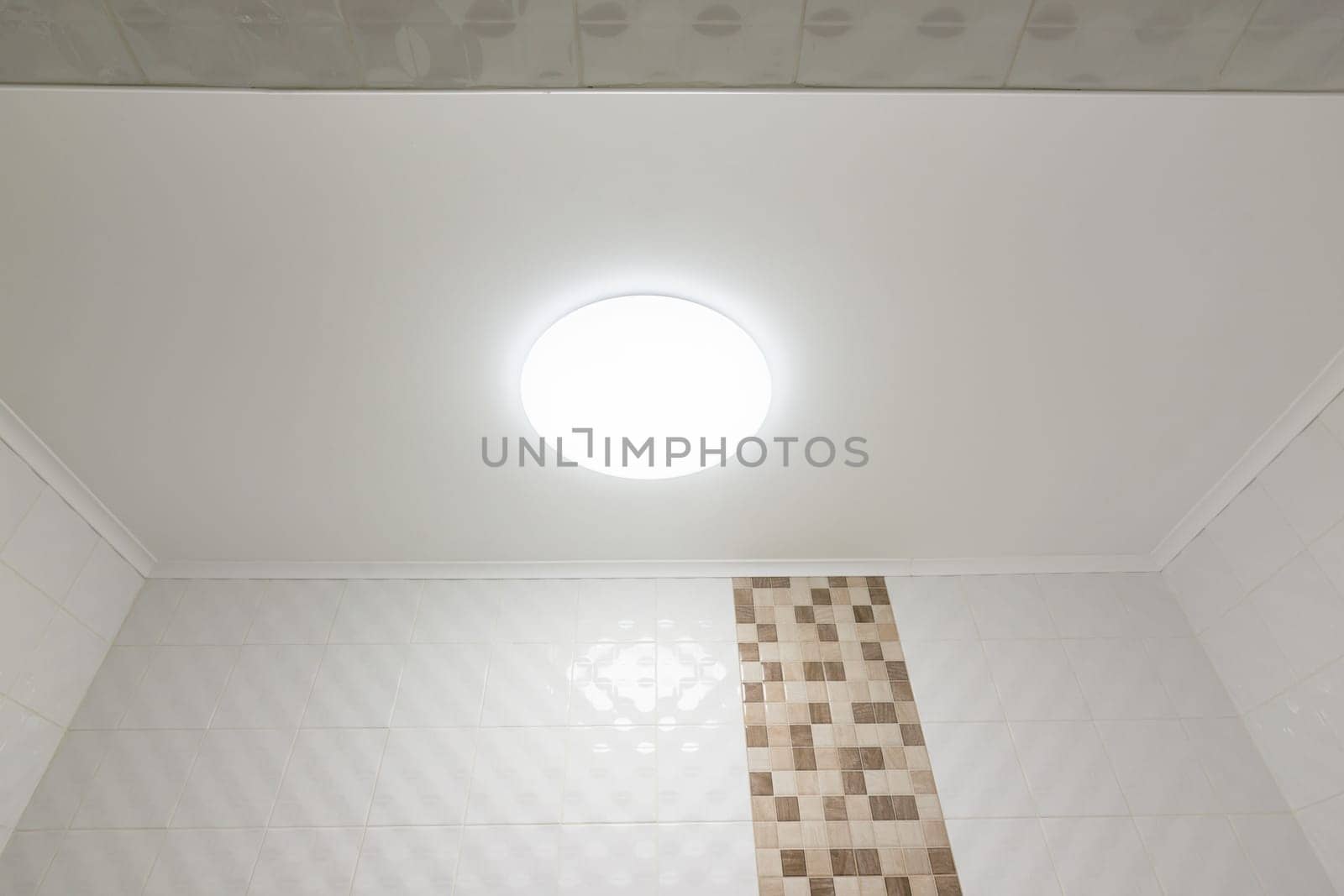 The ceiling in the bathroom