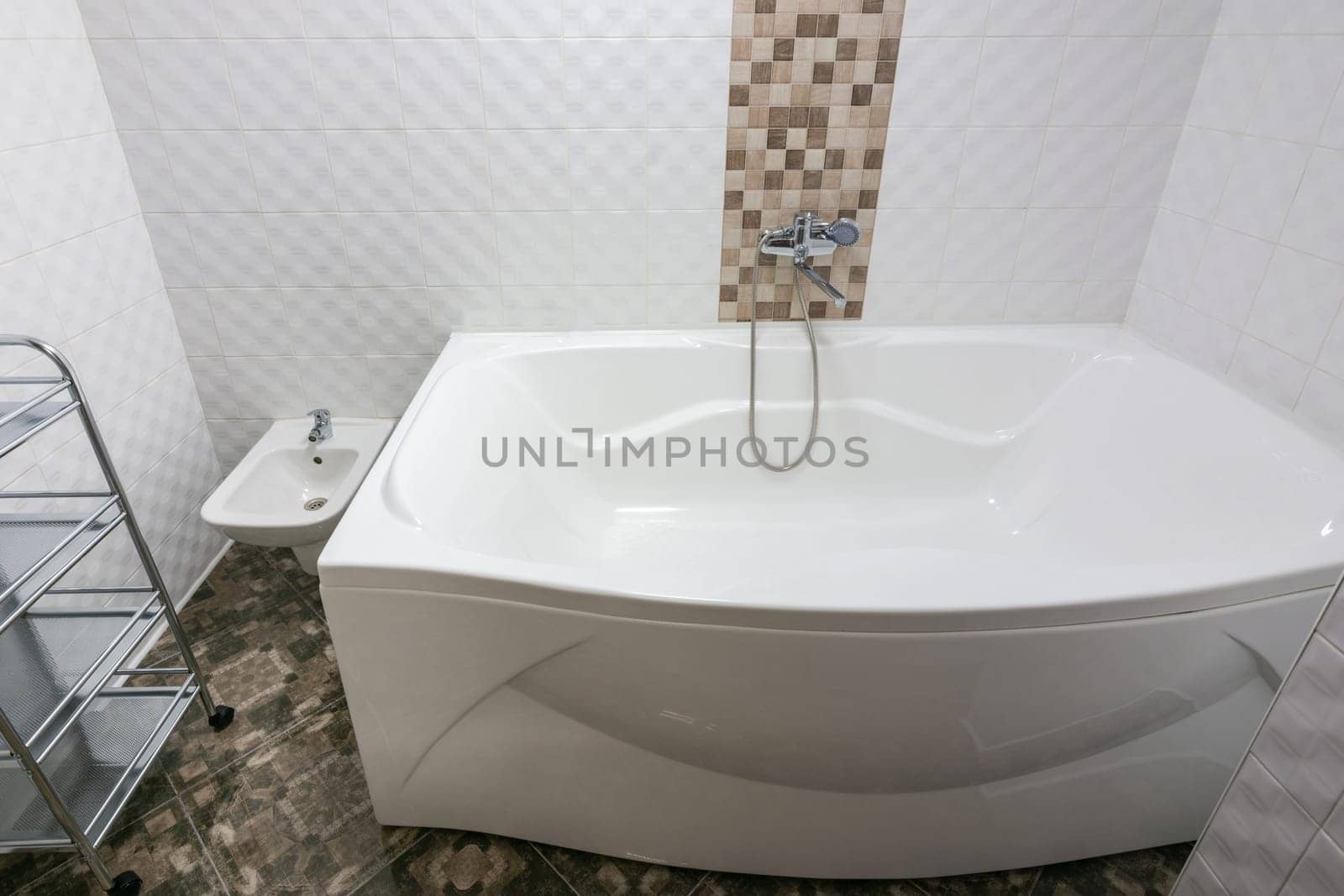Bathroom interior with a huge bathroom
