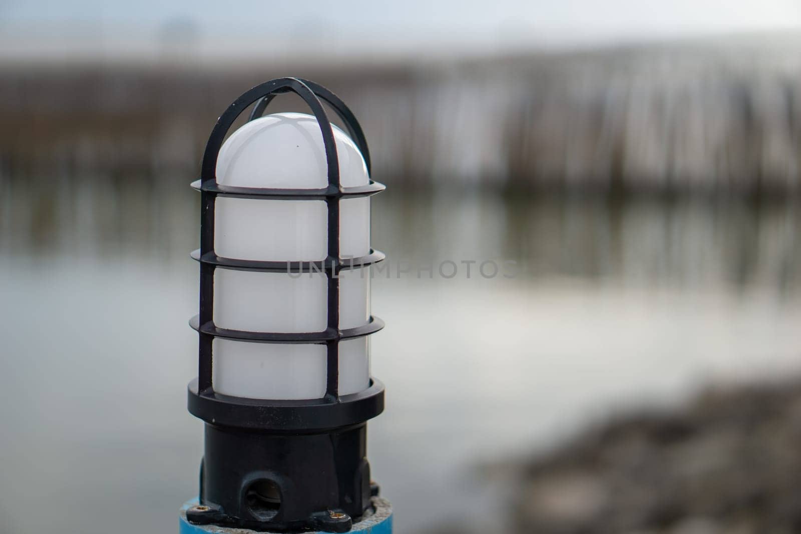 White and black lamps do not turn on the lights. Blurred background