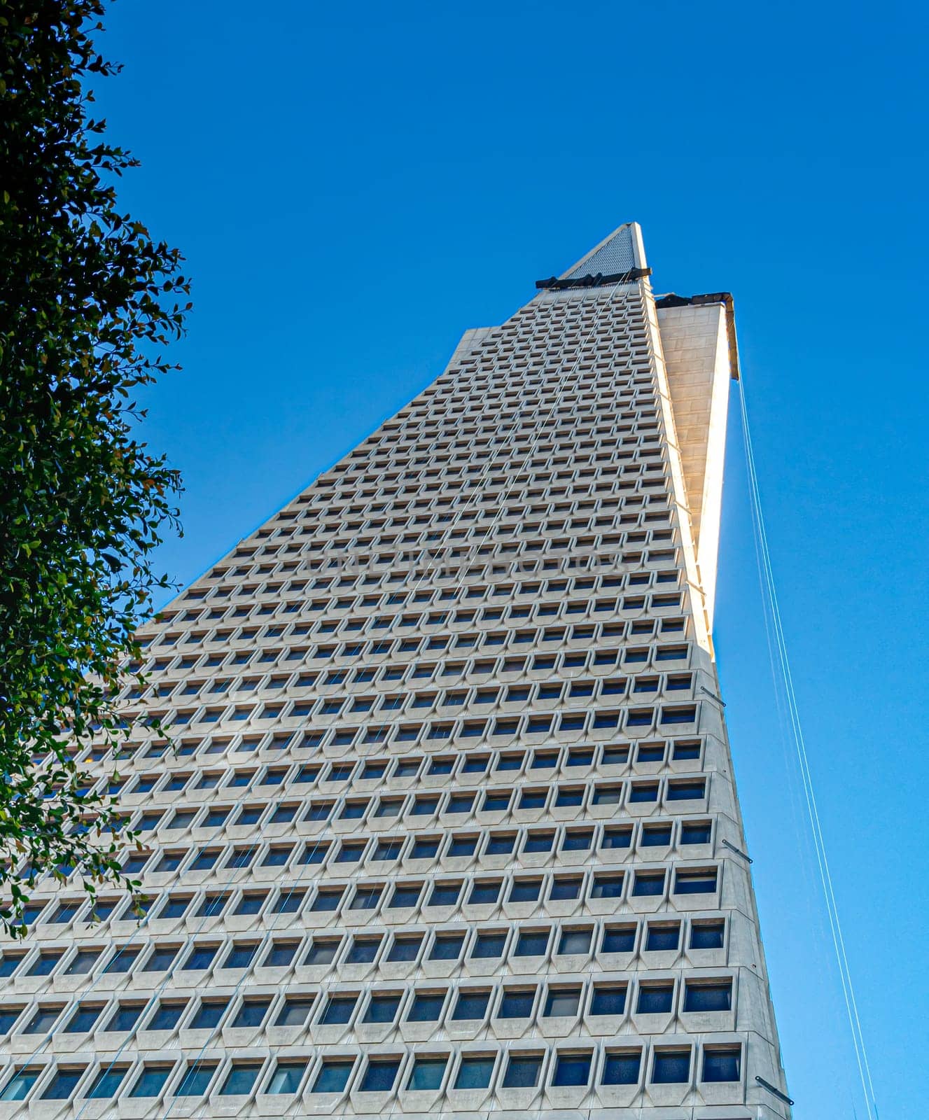 San Francisco, CA, USA, October 2016: The Transamerica Pyramid viewed from below. The Transamerica Pyramid was the tallest building in San Francisco until 2018