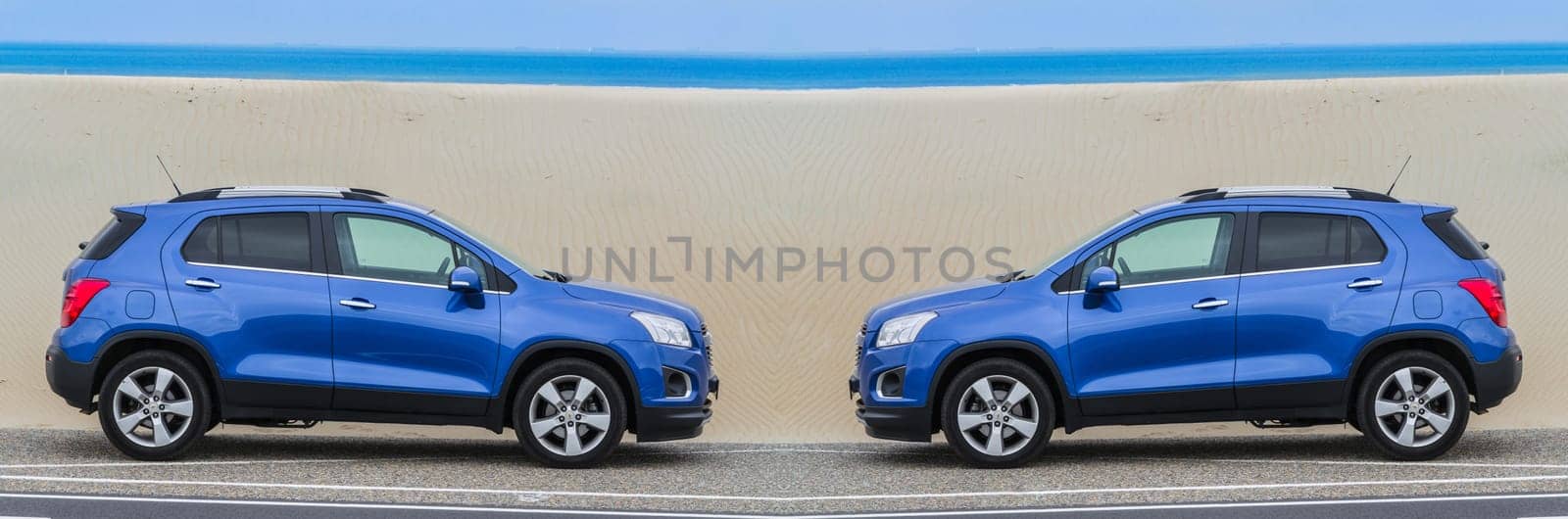 BROUWERSDAM, ZEELAND, THE NETHERLANDS - JUNE 16, 2015: Chevrolet Trax 2015 the Brouwerdam on North Sea coast in the dunes..