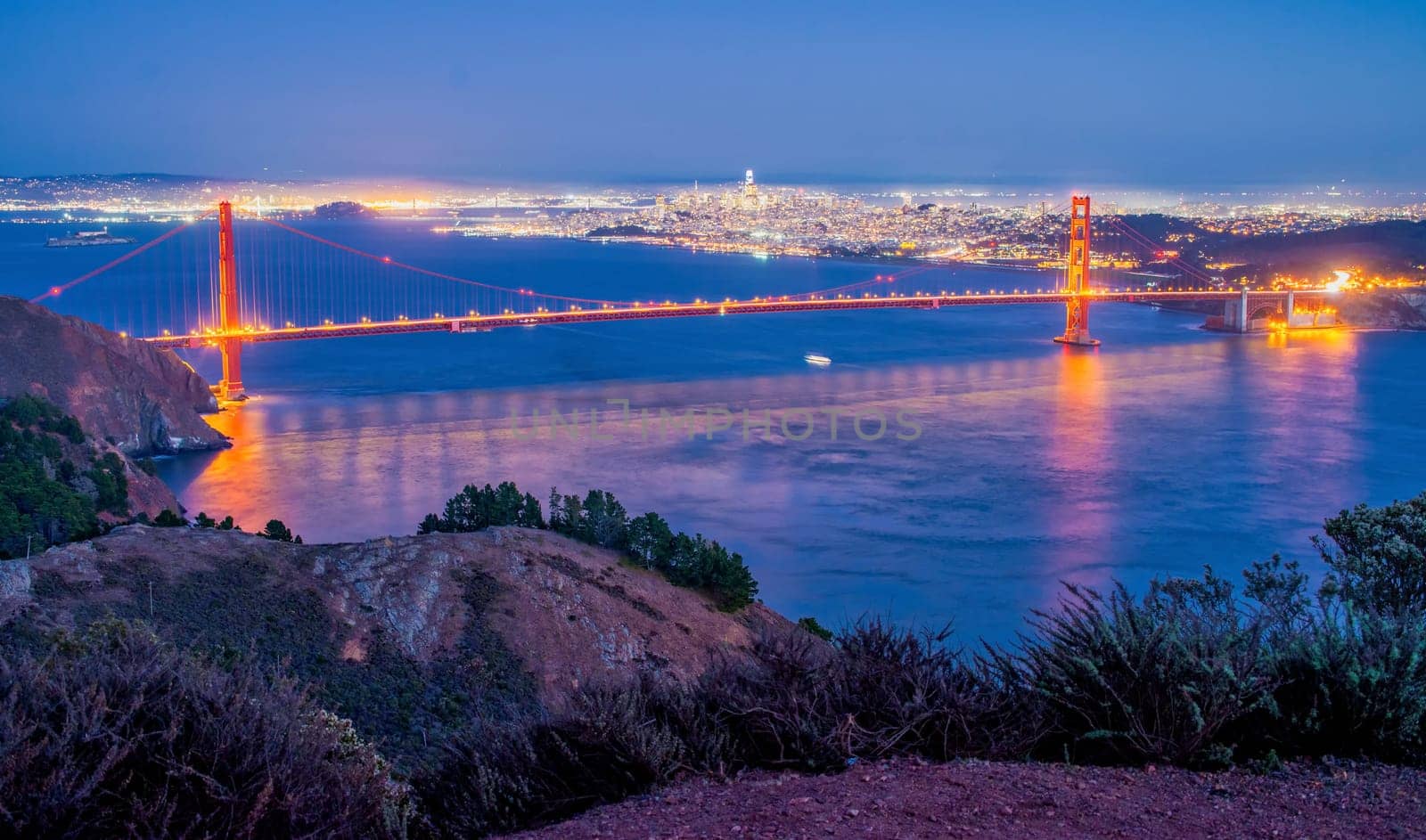 San Francisco Golden Gate Bridge and City Skyline Over the Bay