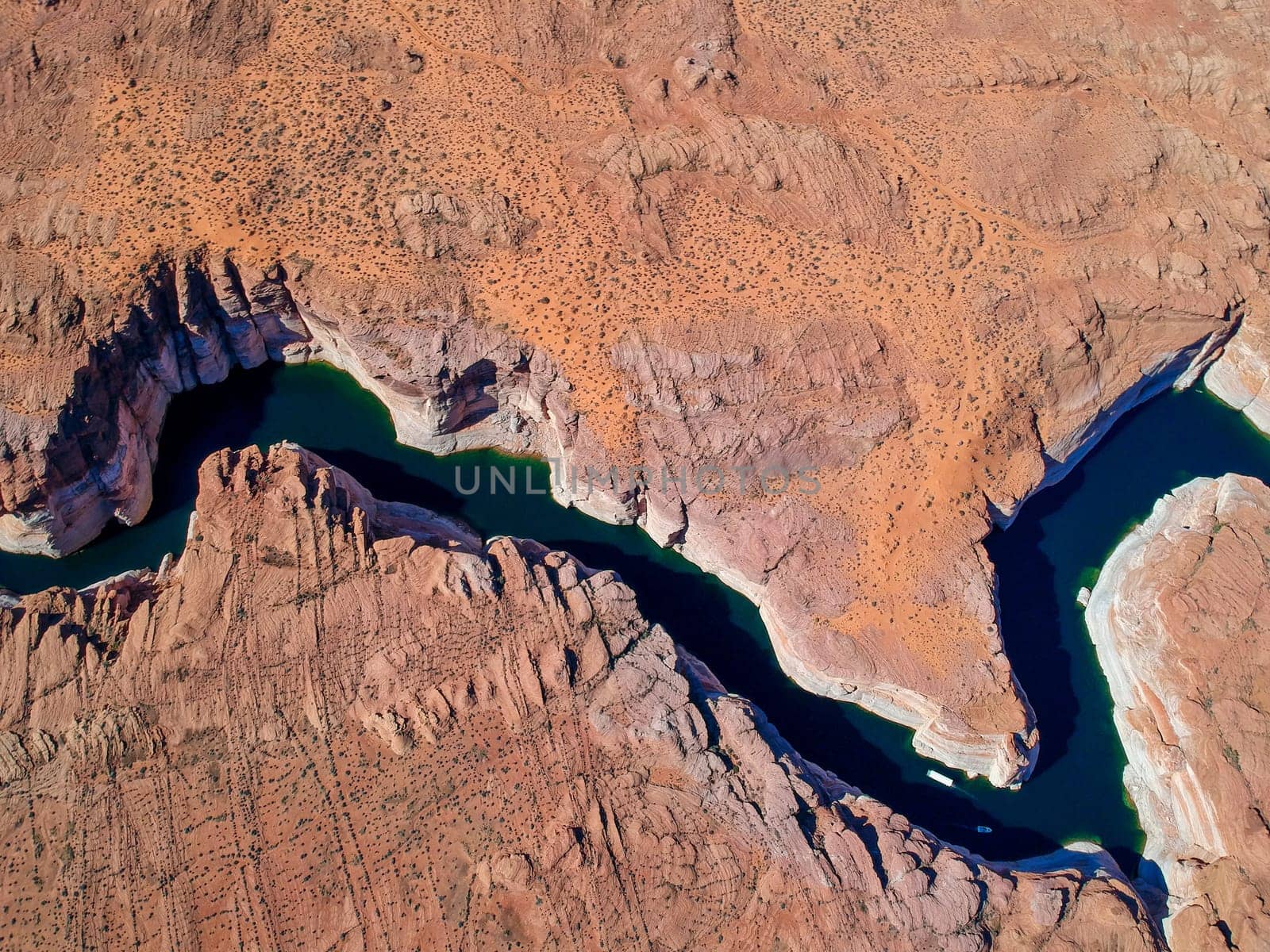Aerial view of Lake Powell within Glen Canyon National Park, Arizona, USA