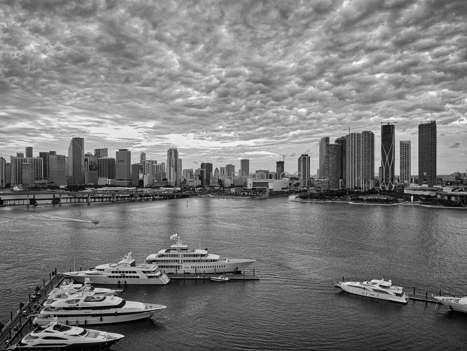 Aerial view of Bay in Miami Florida