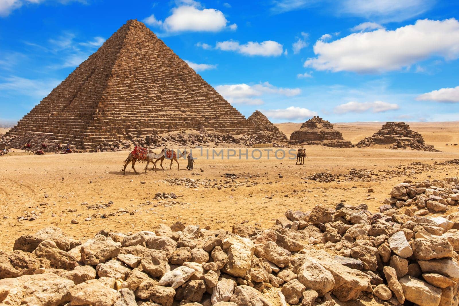 The Pyramid of Menkaure and the Pyramids of his queens, Giza, Egypt.