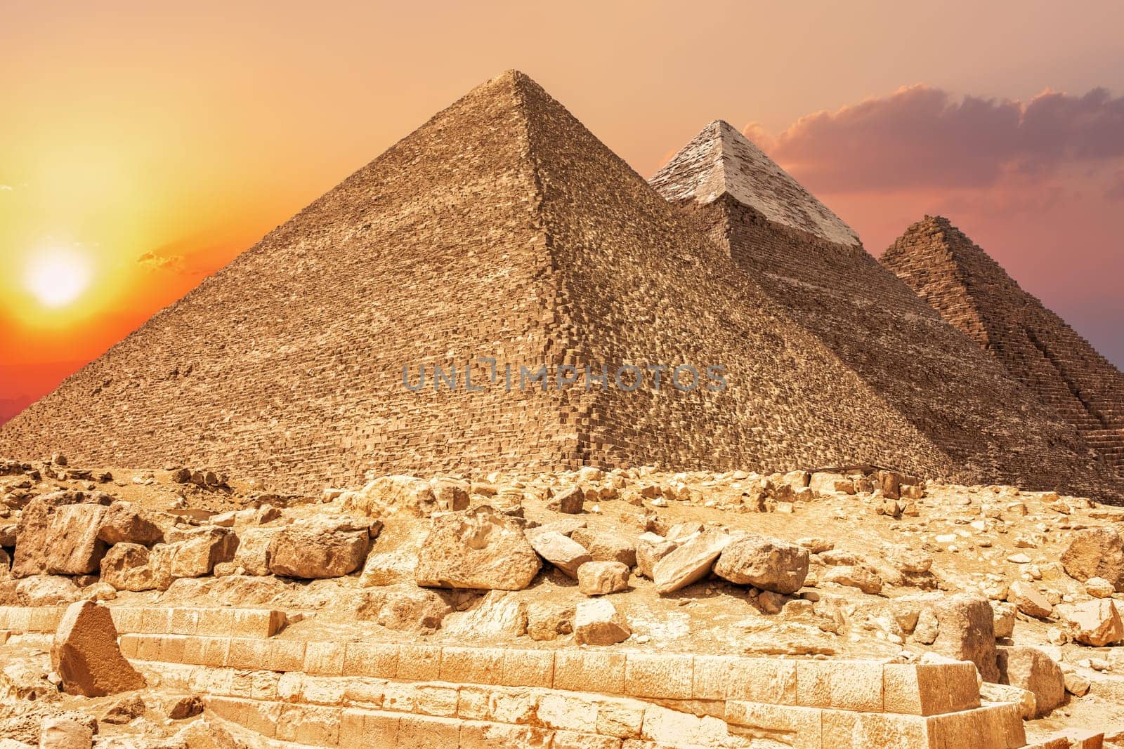 Three most famous pyramids of Giza, Egypt.