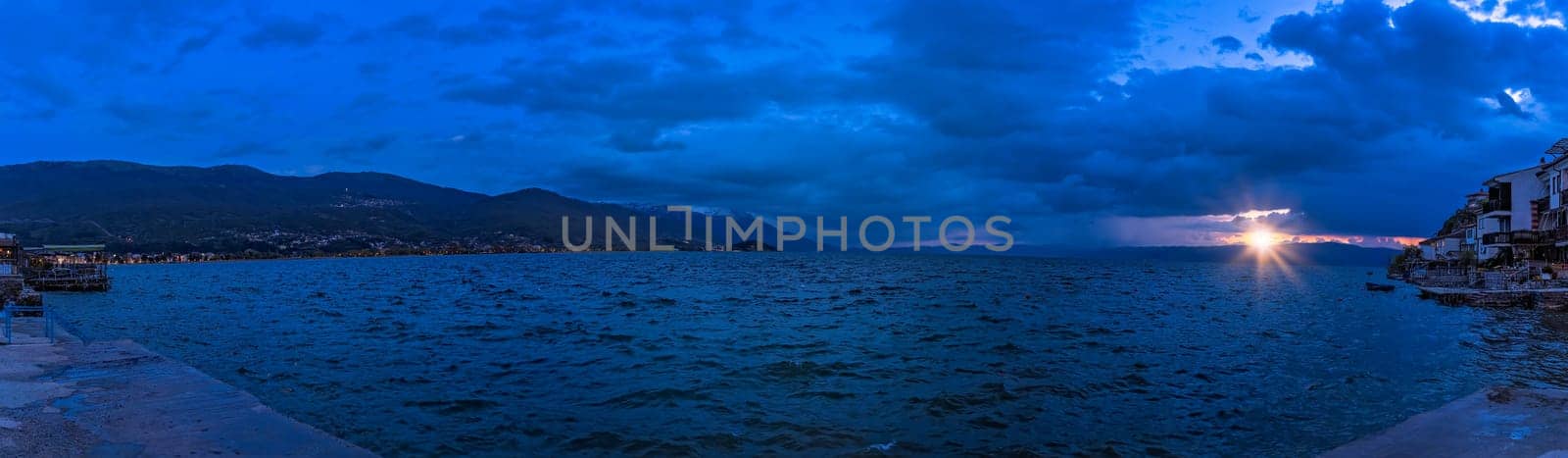 Sunset over Lake Ohrid in Northern Macedonia