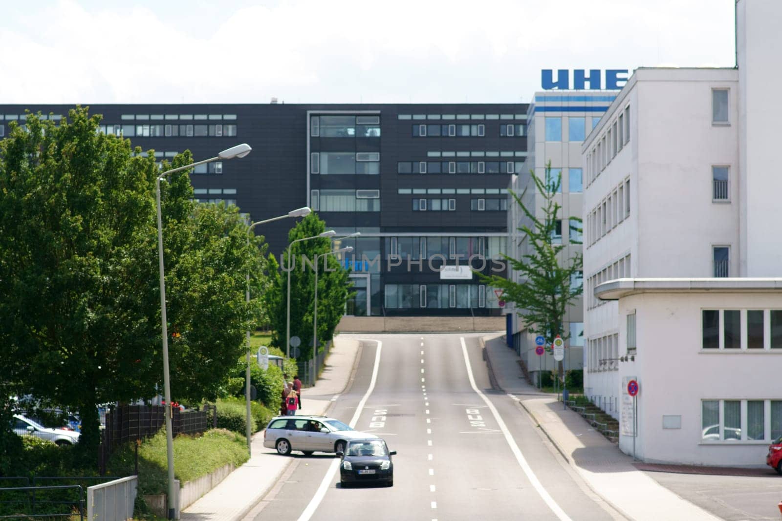 Bad Homburg, Germany - June 09, 2019: A commercial area with various office buildings and commercial buildings on 09 June 2019 in Bad Homburg...