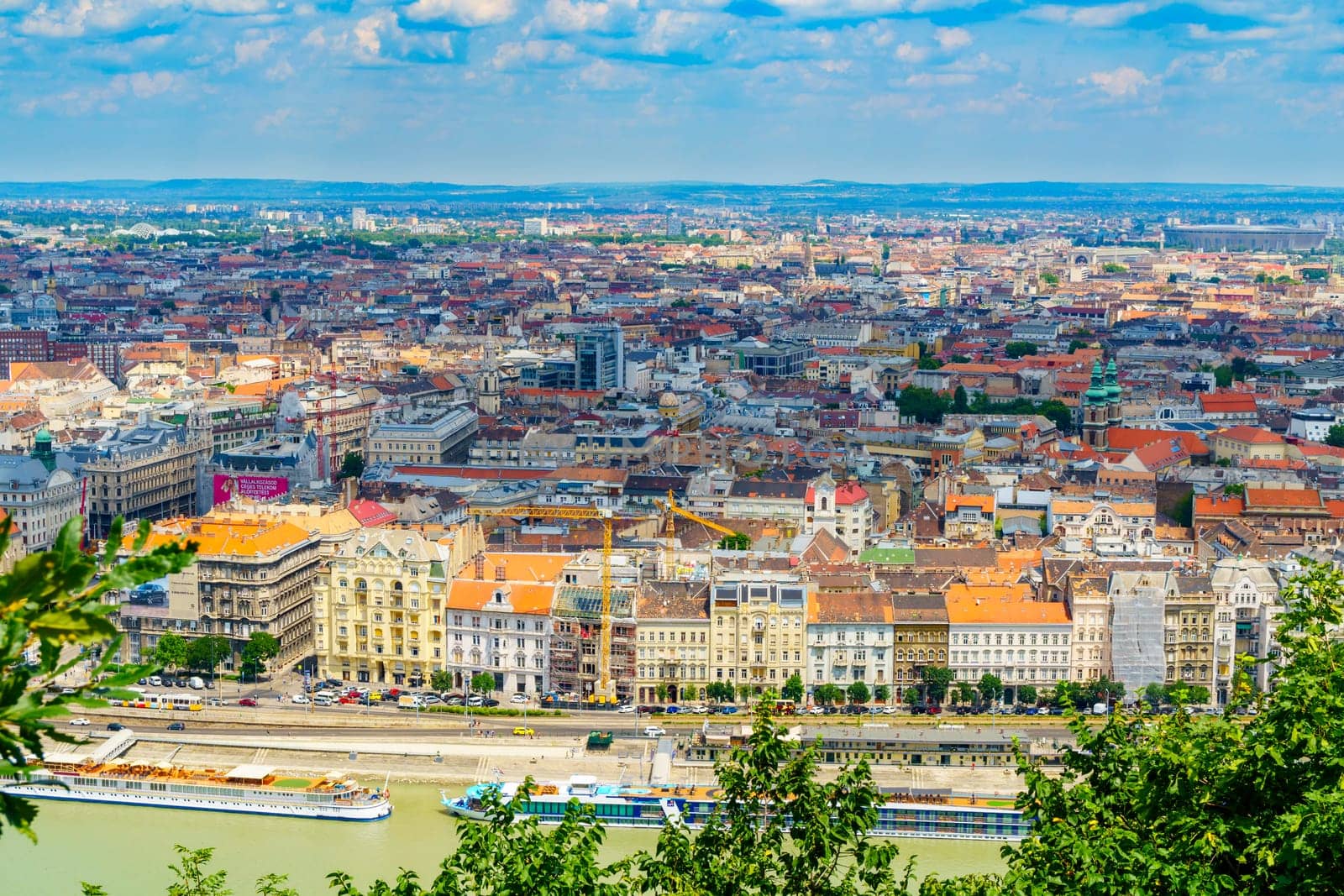 Panorama of Budapest over the Danube river. The bridges destroyed in World War II touch the two parts of the city Buda and Pest. The bridges stand out for their majesty and elegance.