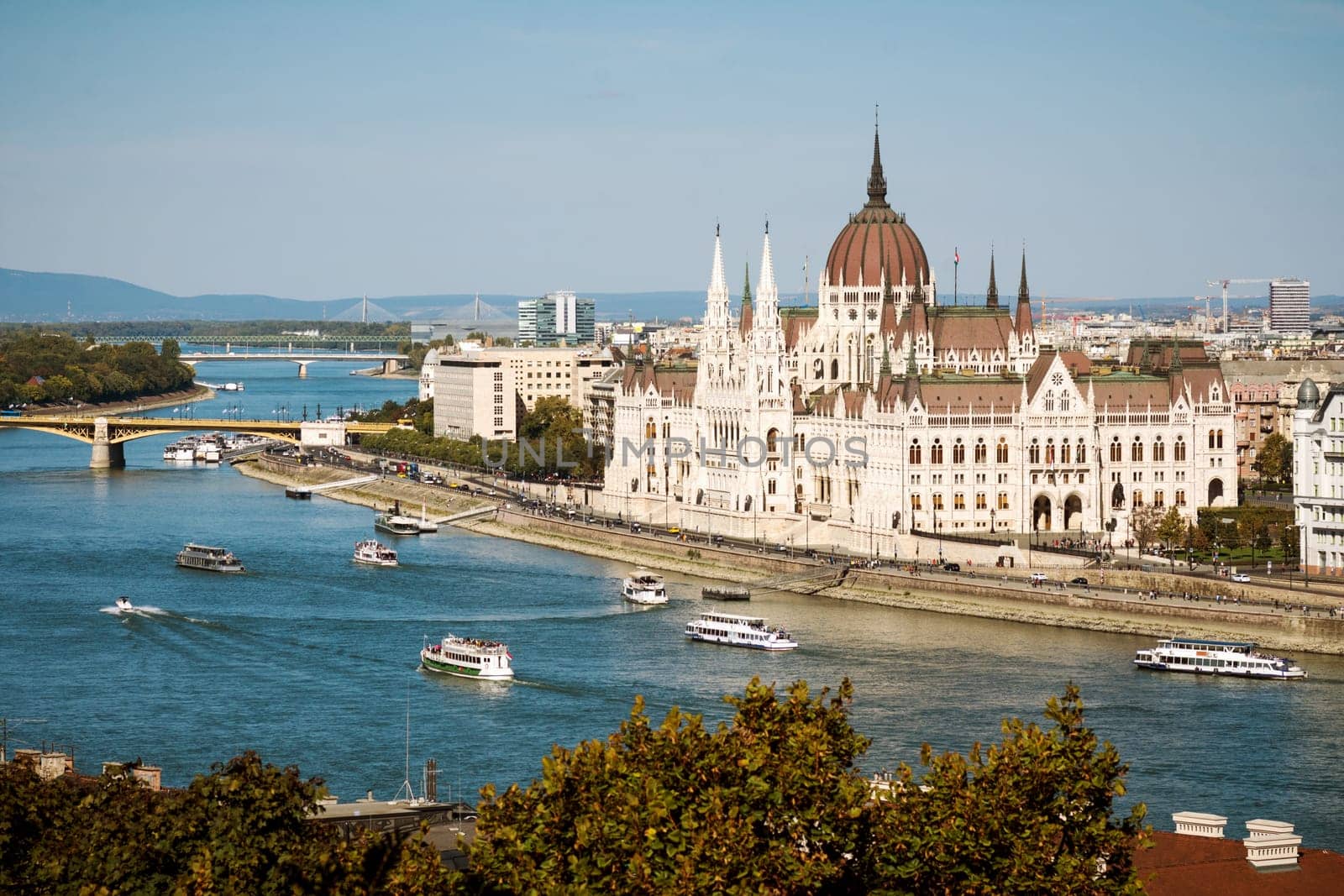 Budapest parliament building on Danube river in Hungary, beautiful cityscape.