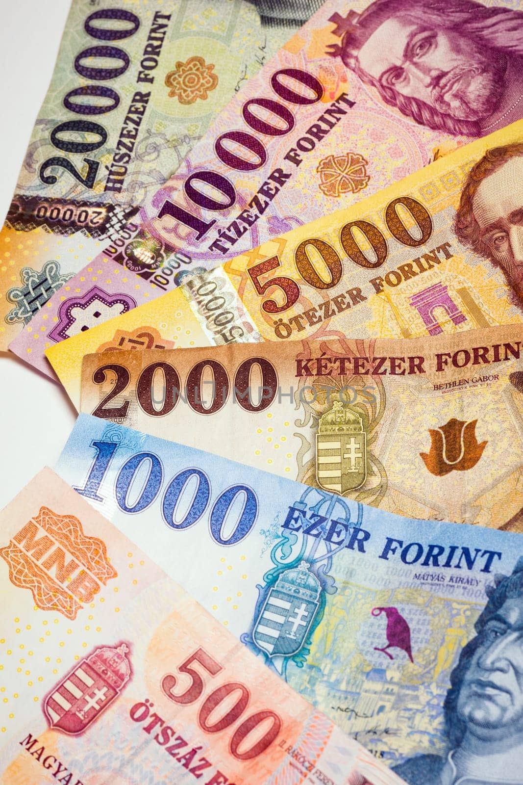 Hungarian forint banknotes as European currency, cash, money and exchange concept.