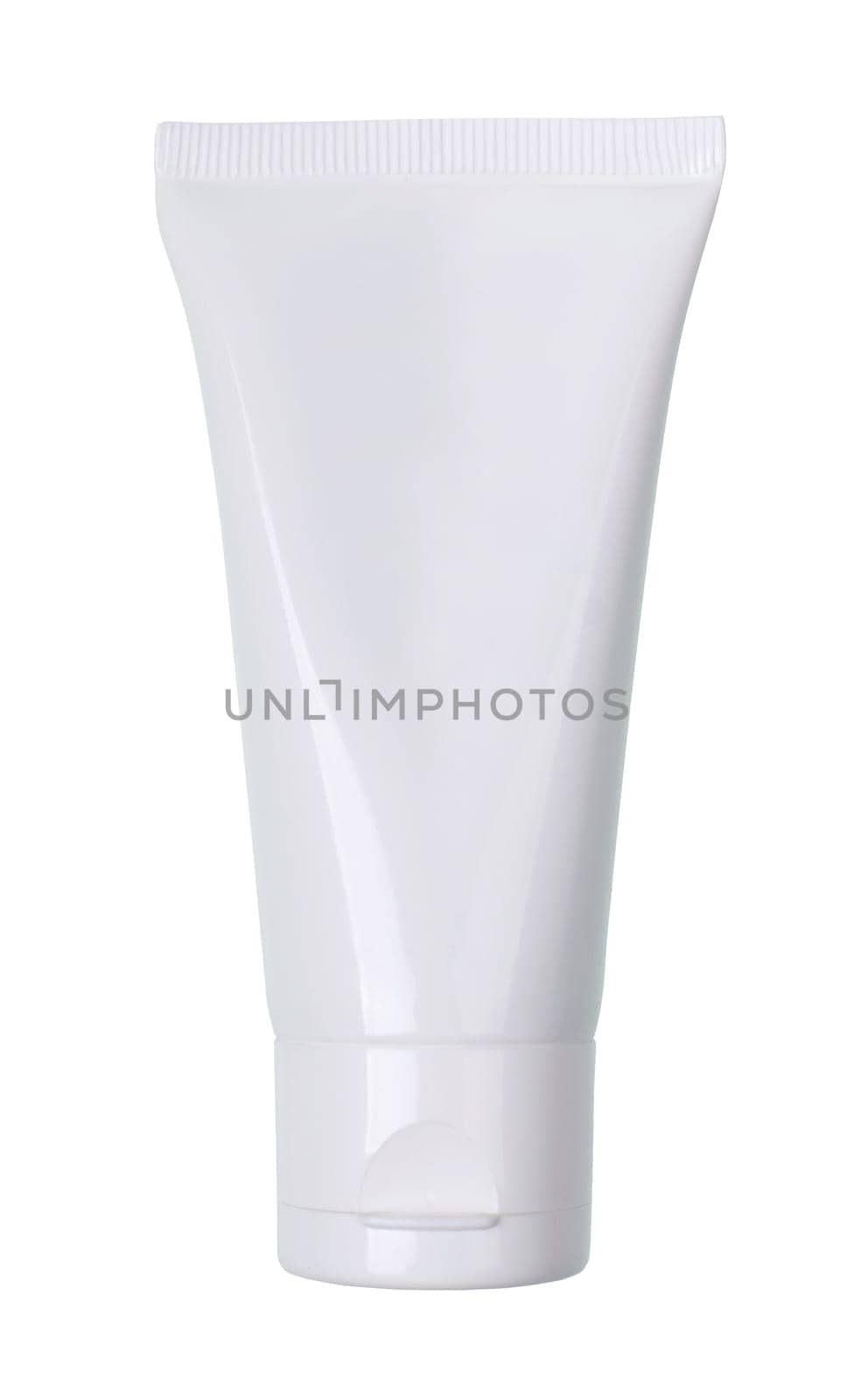 Tube Of Cream or Gel white plastic product isolated on white, clipping path and alpha channel included.