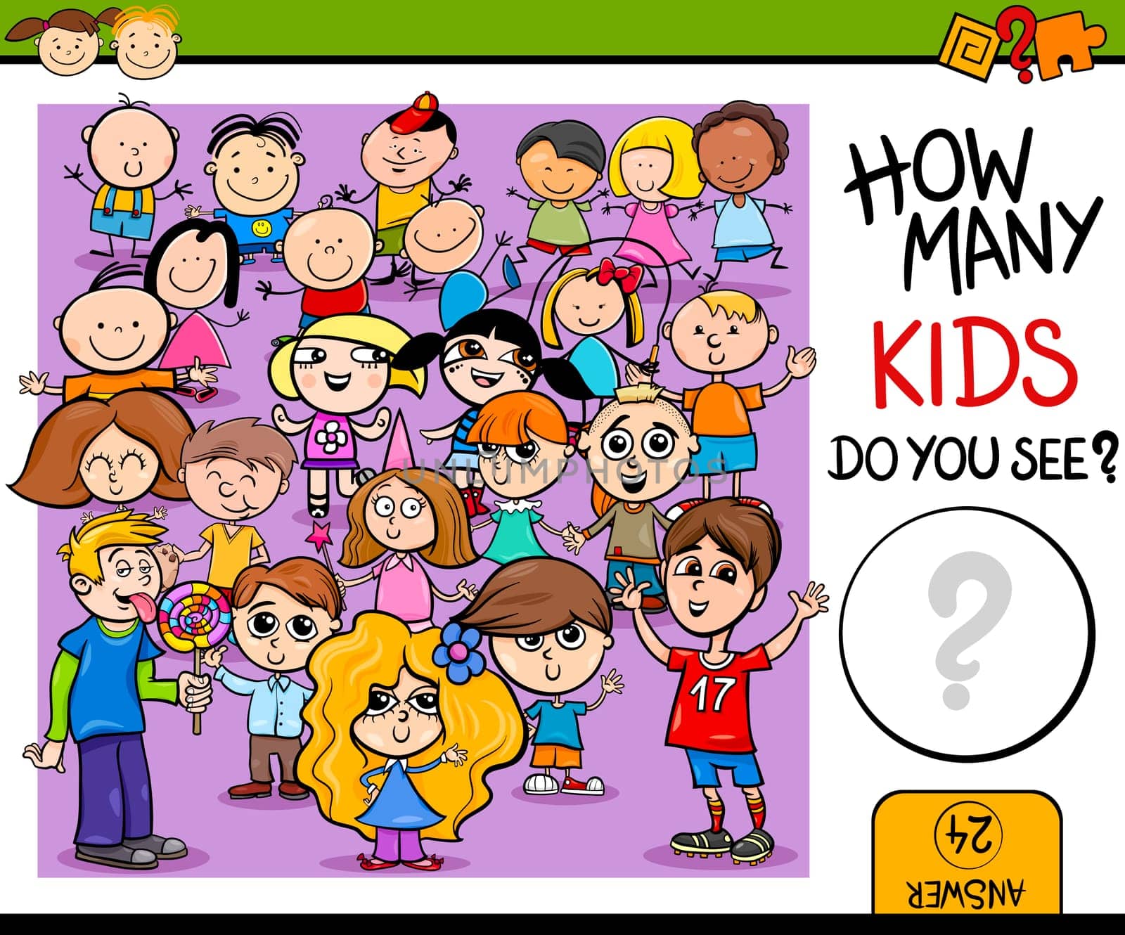Cartoon Illustration of Education Counting Game for Preschool Children