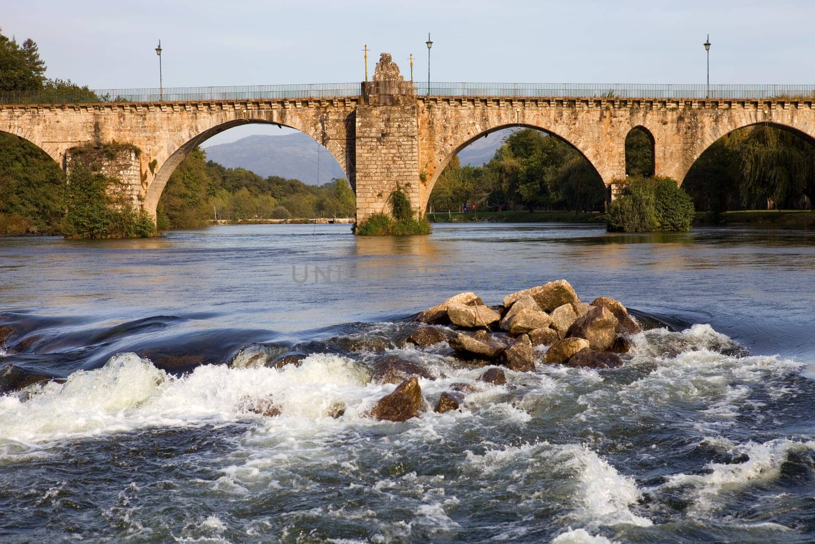 ancient roman bridge of Ponte da Barca in the north of portugal