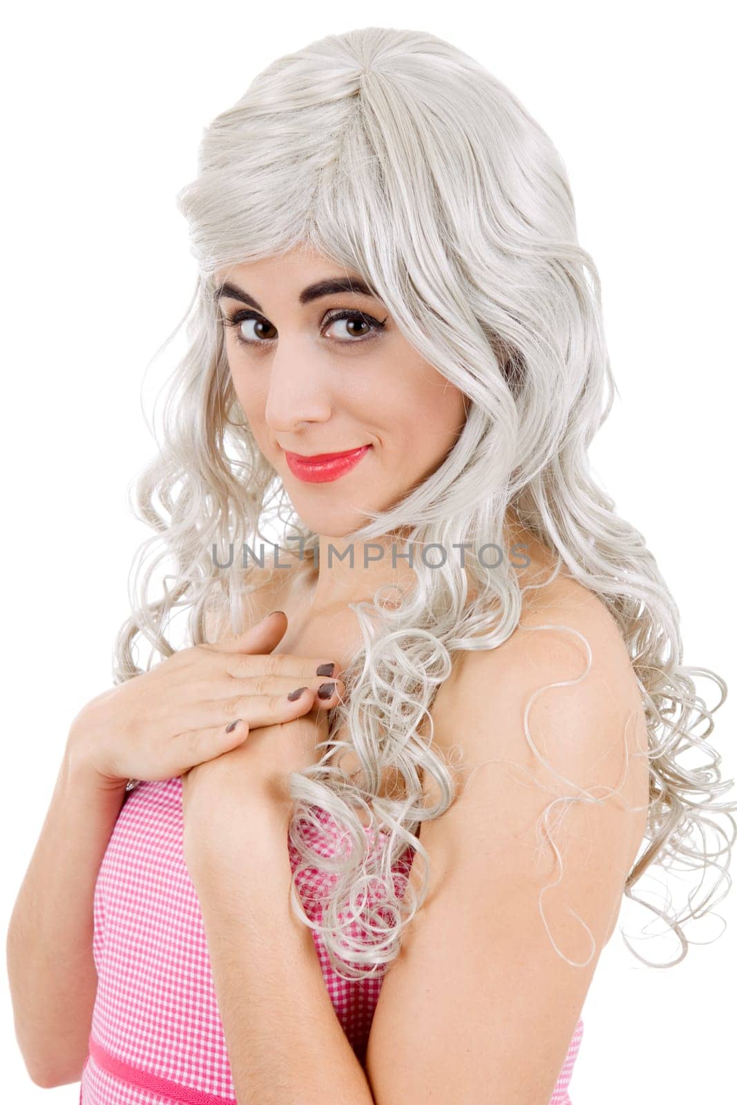 young happy beautiful woman, isolated in white