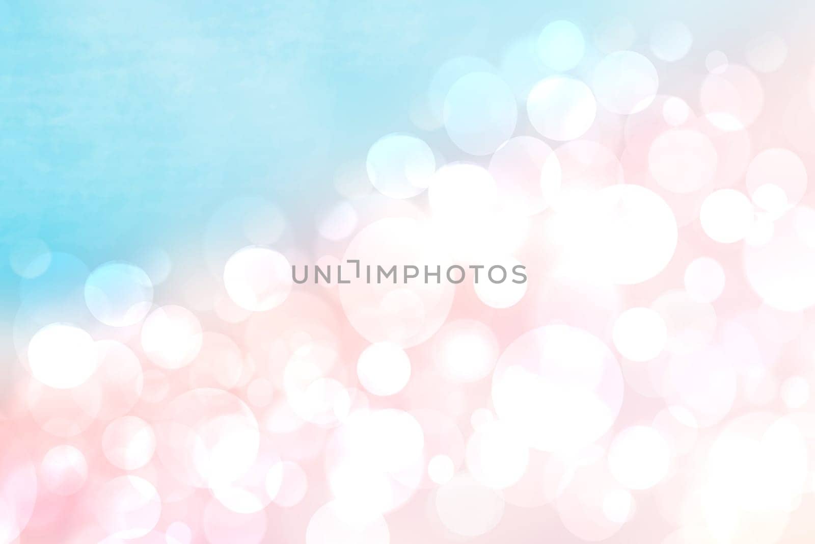 Abstract blurred vivid spring summer light delicate gradient pastel pink blue bokeh background texture with bright soft color circles and glowing bokeh lights. Card concept. Beautiful backdrop illustration.