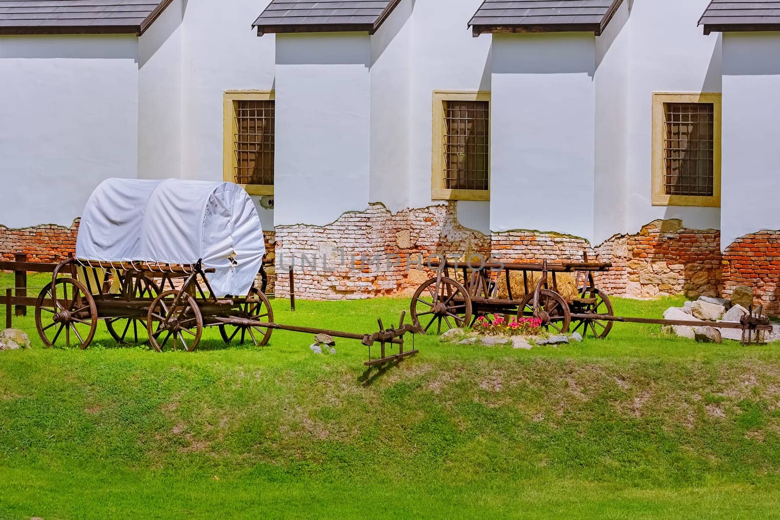 An Old Covered Wagon in the Courtyard