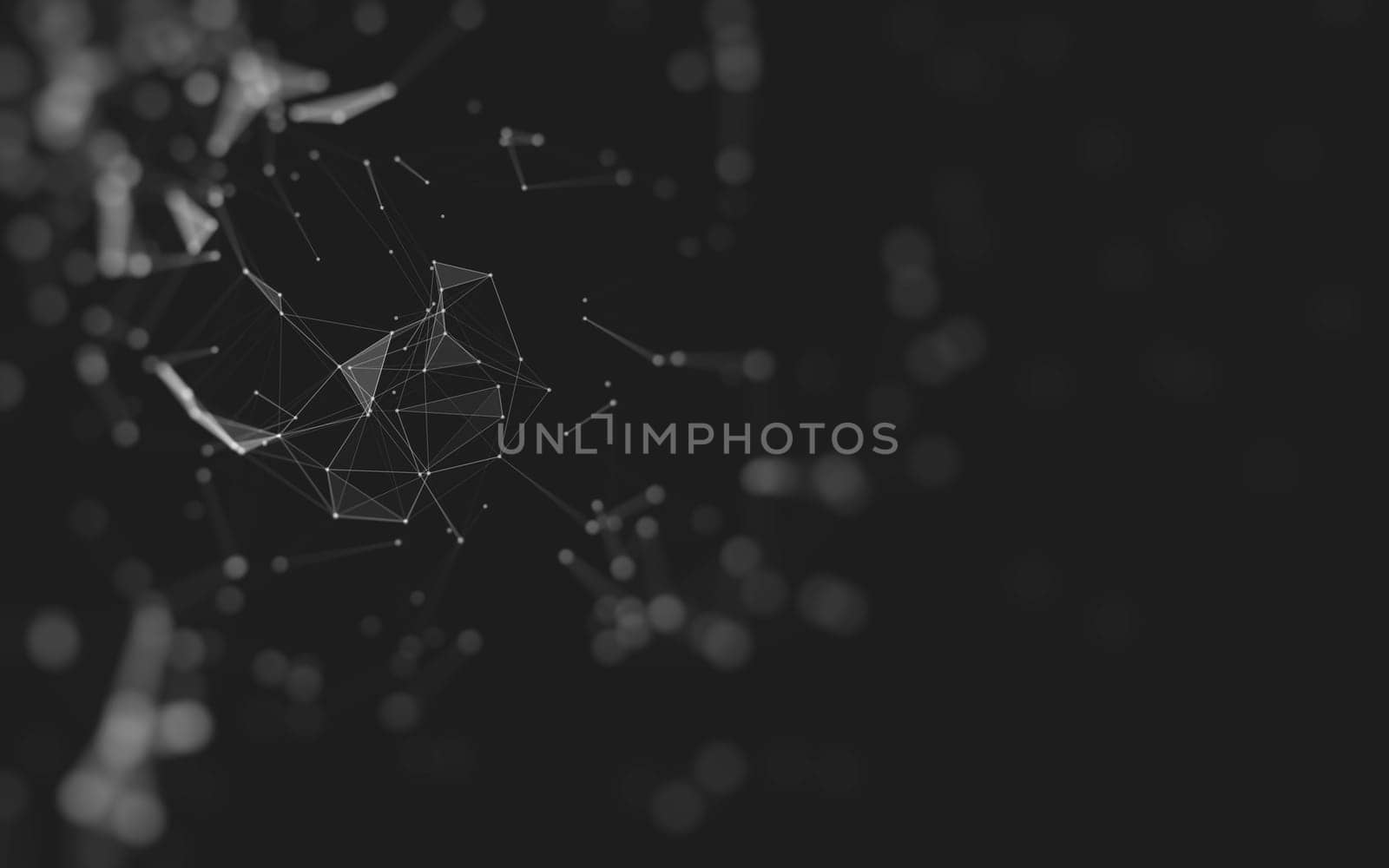 Abstract polygonal space low poly dark background with connecting dots and lines. Connection structure. 3d rendering
