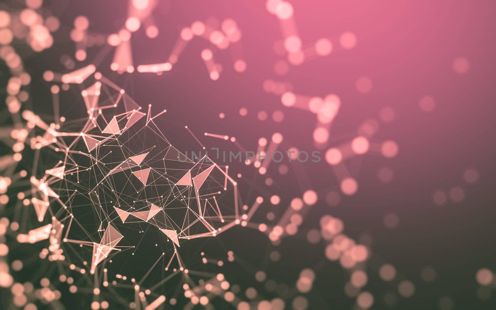 Abstract polygonal space low poly dark background with connecting dots and lines. Connection structure. 3d rendering