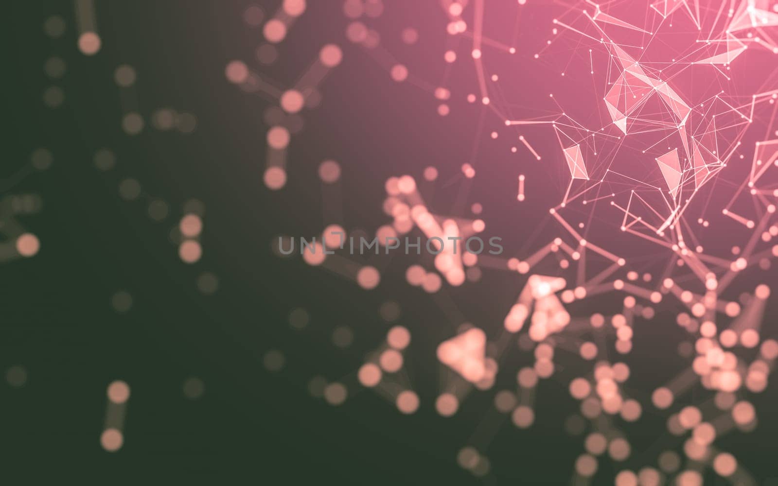 Abstract polygonal space low poly dark background with connecting dots and lines. Connection structure. 3d rendering
