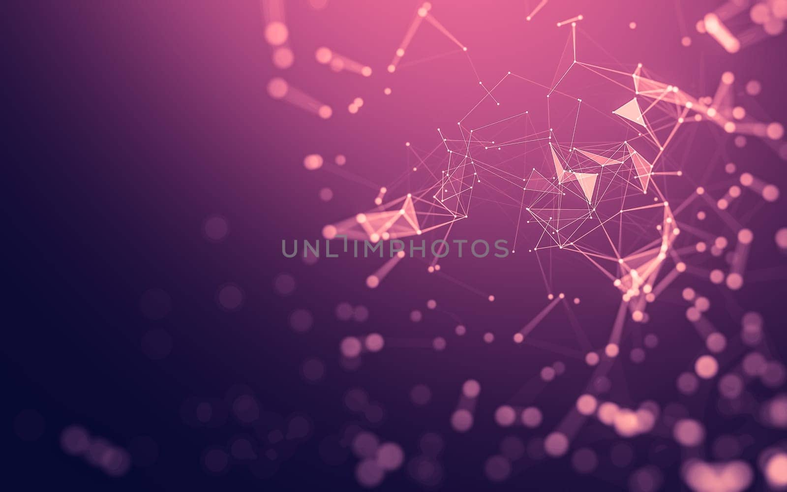 Abstract polygonal space low poly dark background with connecting dots and lines. Connection structure. 3d rendering