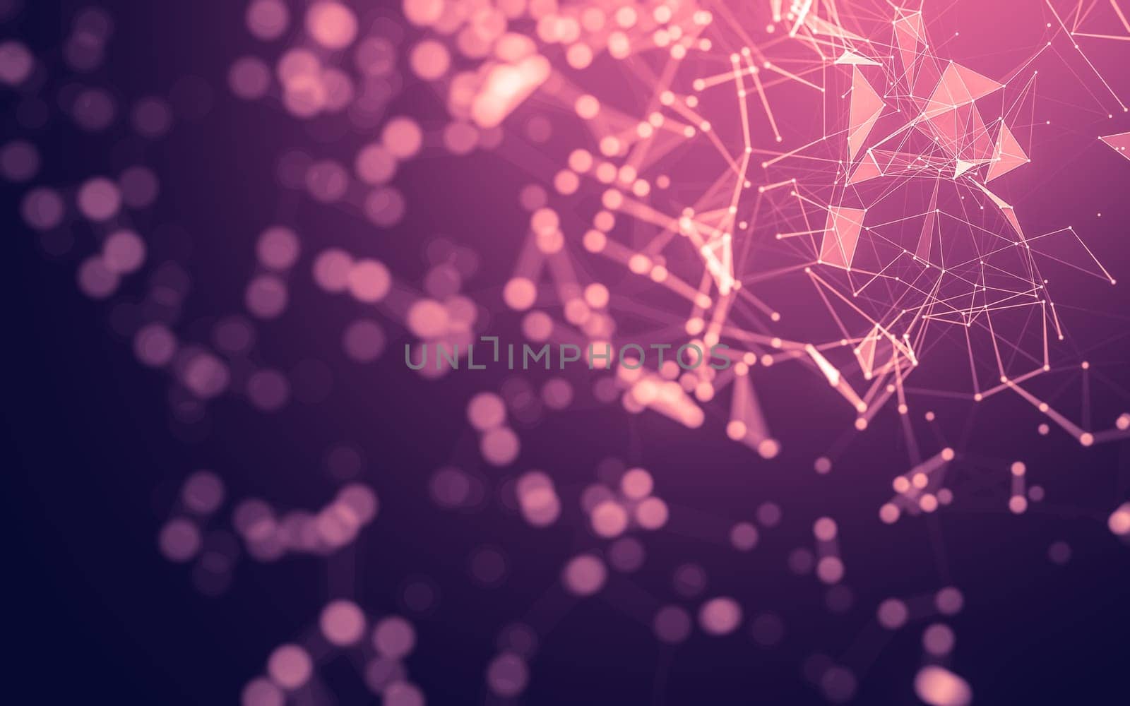 Abstract polygonal space low poly dark background with connecting dots and lines. Connection structure. 3d rendering