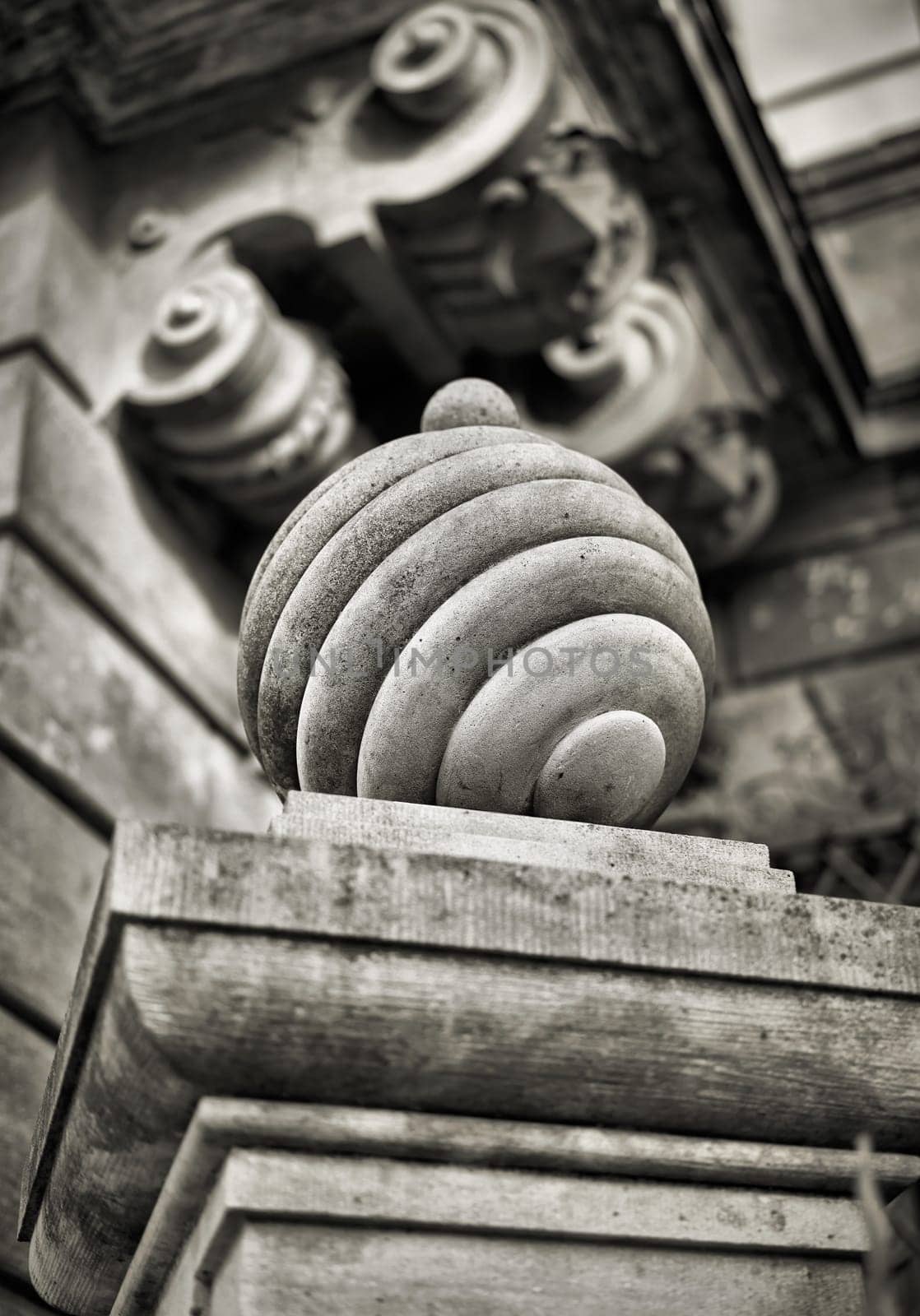 Sandstone pillar on a fence in the old town of Dresden