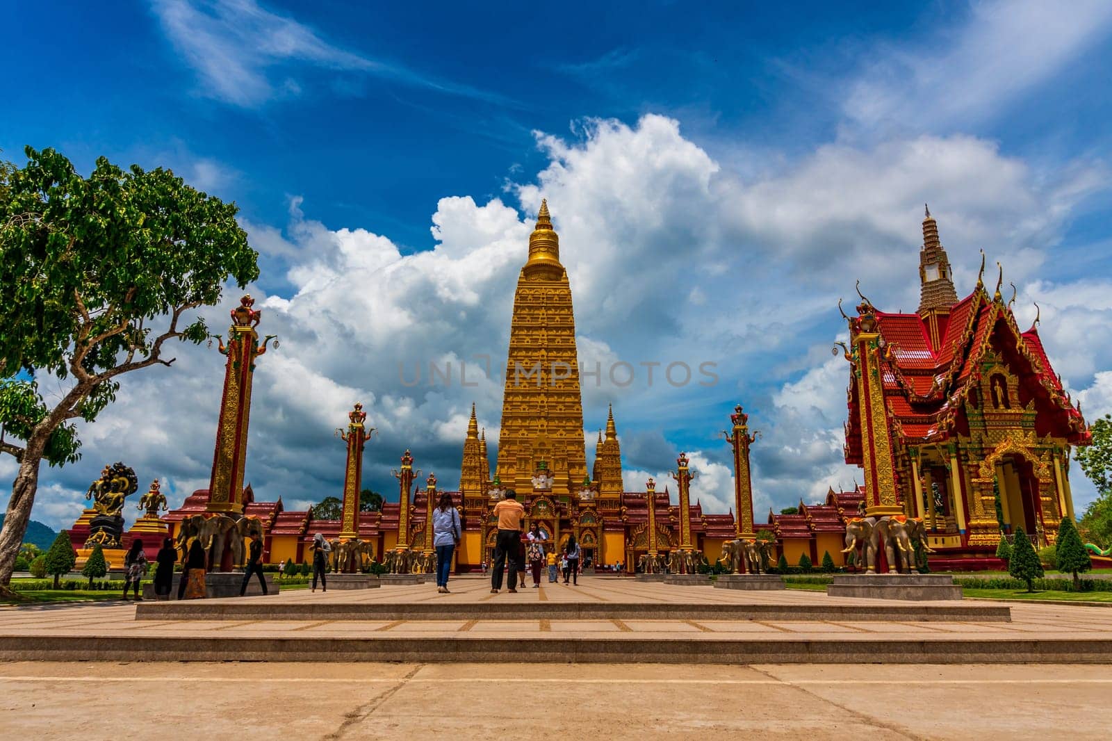 PANG NGA, THAILAND - 24 March 2016 :Wat Bang Thong, Temple with pagoda and blue sky in day light, Public in Thailand