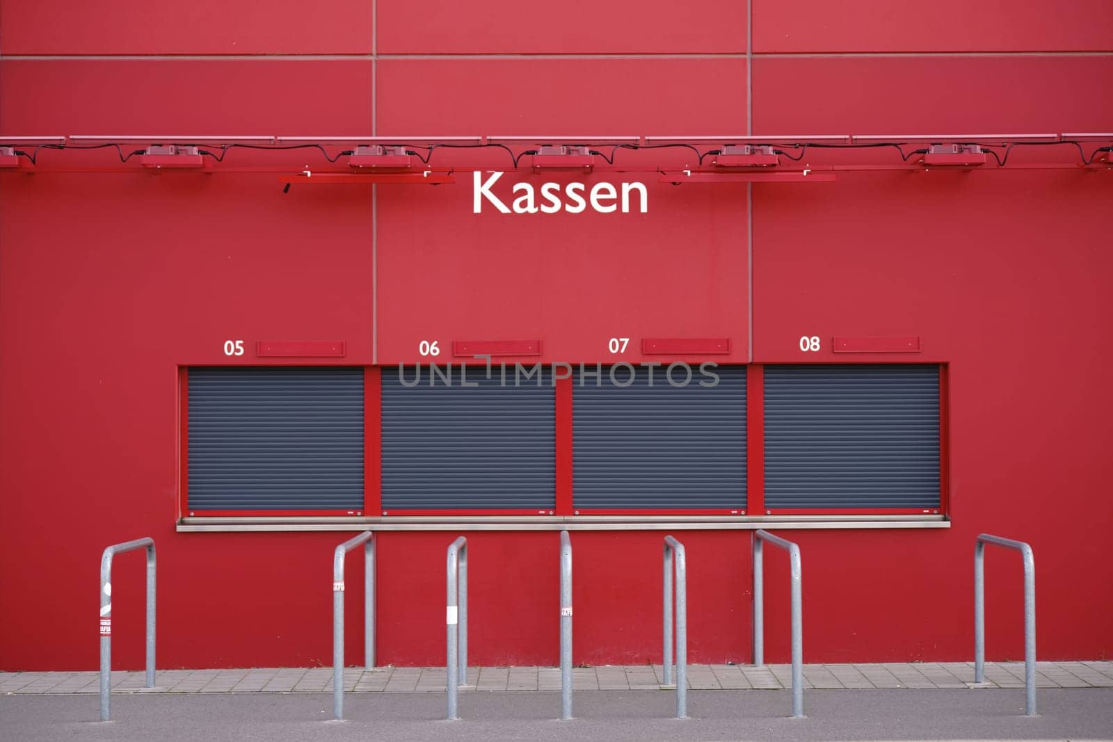Mainz, Germany - August 20, 2017: Closed ticket booth or ticket counter at the Opelarena of the 1. FSV Mainz 05 on August 20, 2017 in Mainz...
