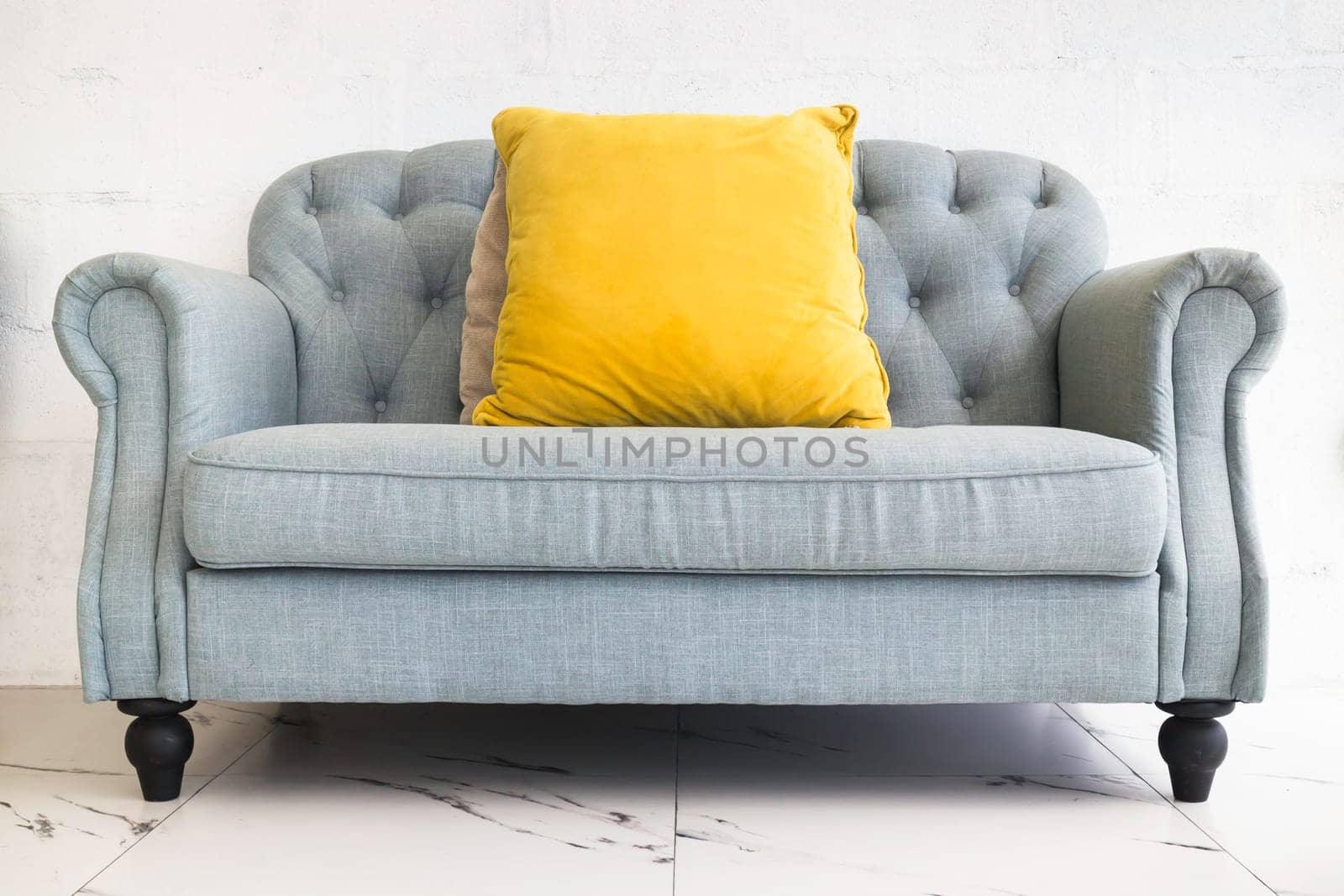 Comfortable fabric sofa in the living room, stock photo