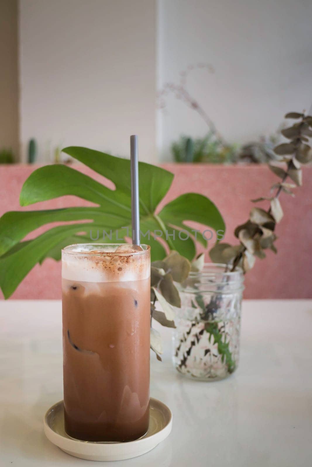 Iced coffee in coffee shop, stock photo