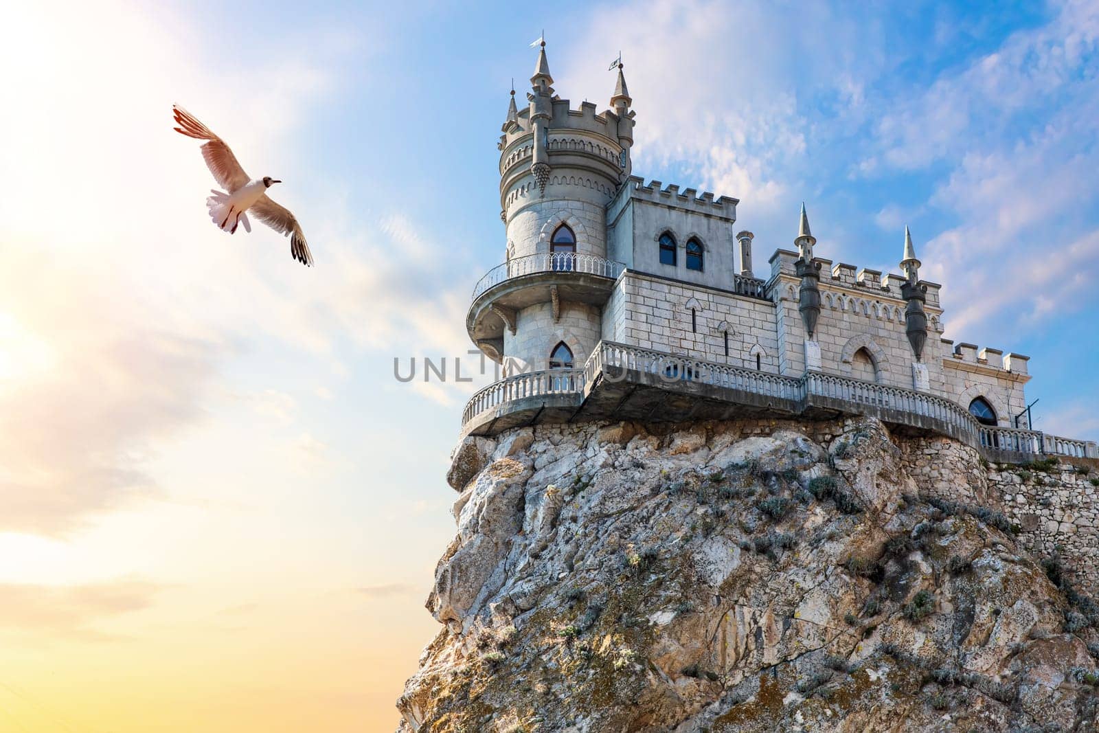 The Swallow Nest and the seagull, Crimea scenery.