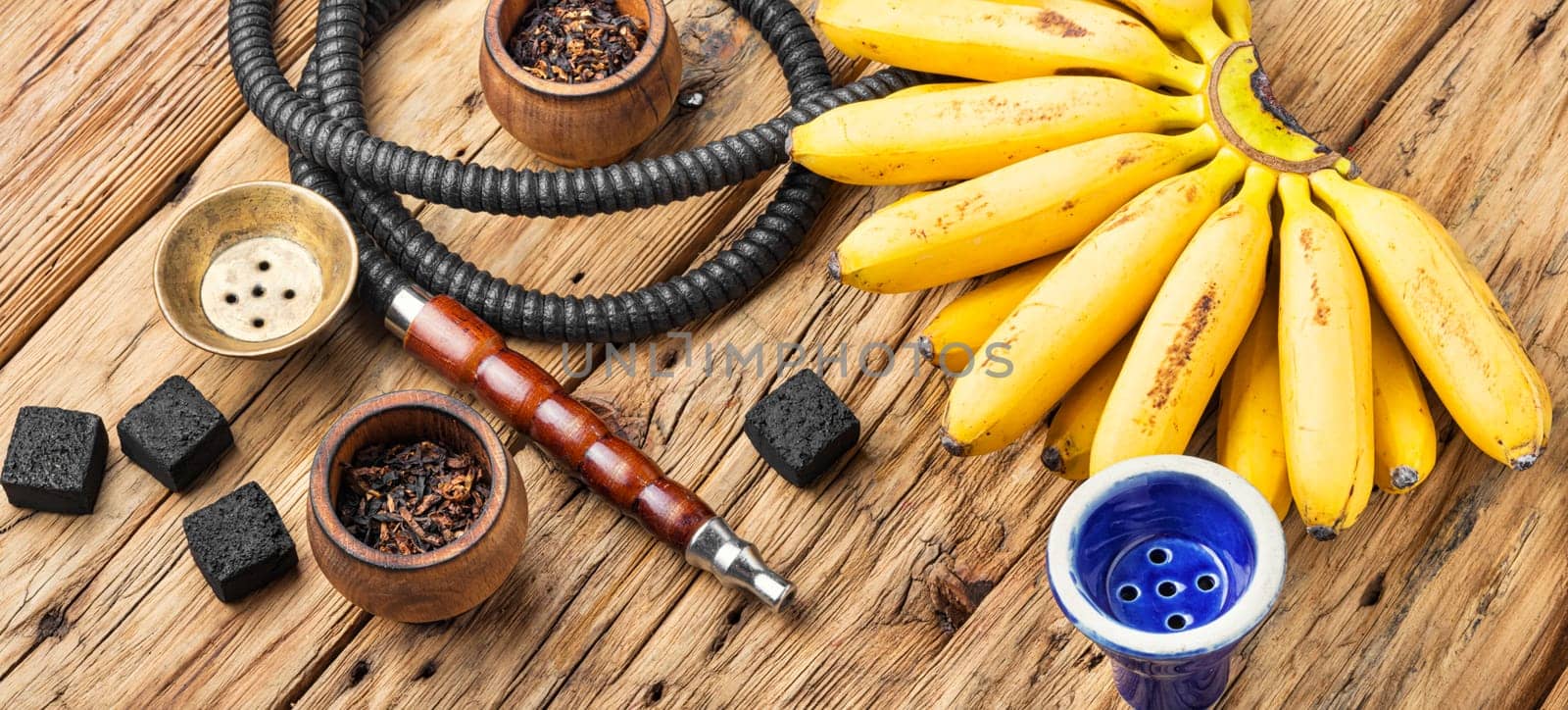 Tobacco shisha with banana flavor.Nargile with banana.Fruit hookah tobacco