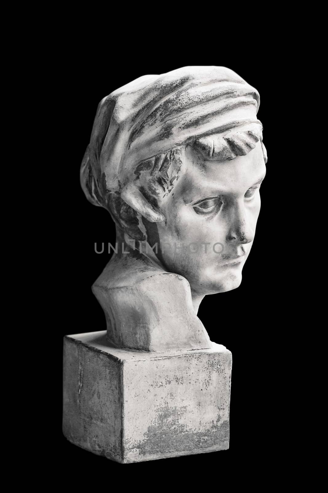 Sculptural Portrait of a Woman over the Black Background