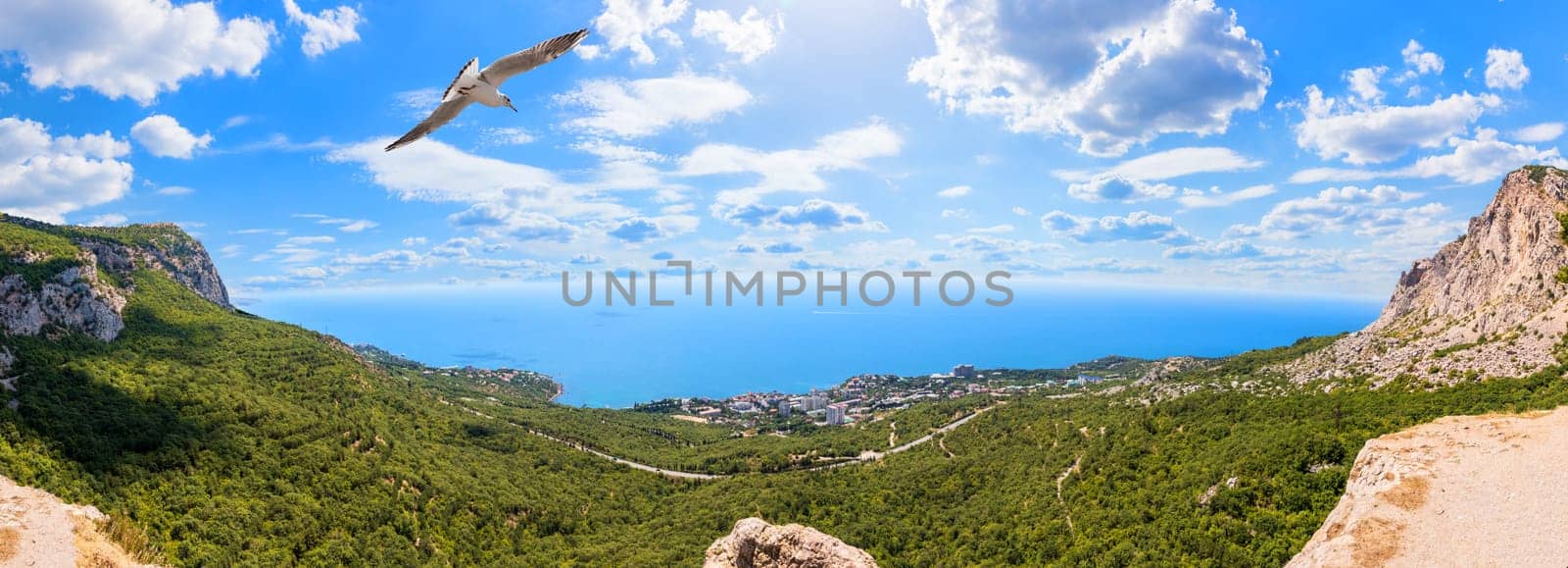 Foros town in Crimea, beautiful summer panorama.