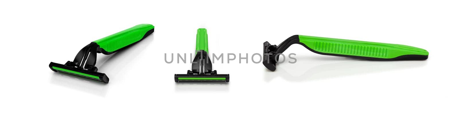 Men's shaving razors set. Studio shot isolated on white background.