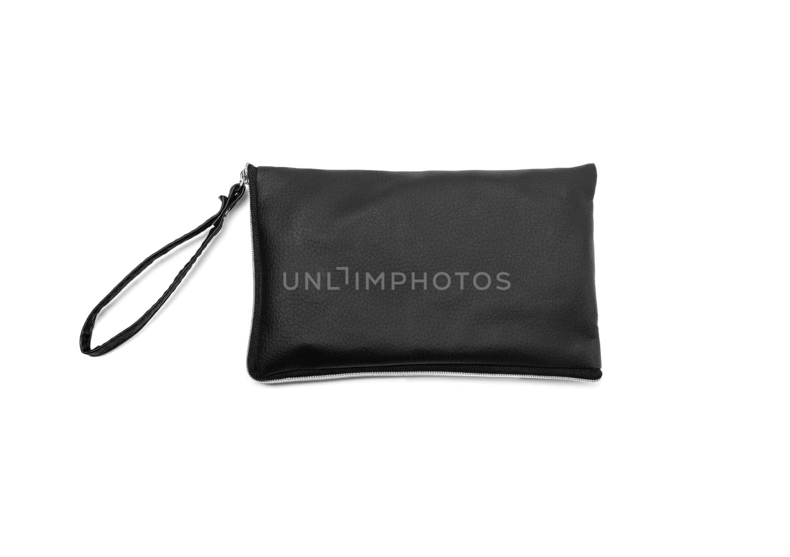 Men's black leather wallet isolated on white background