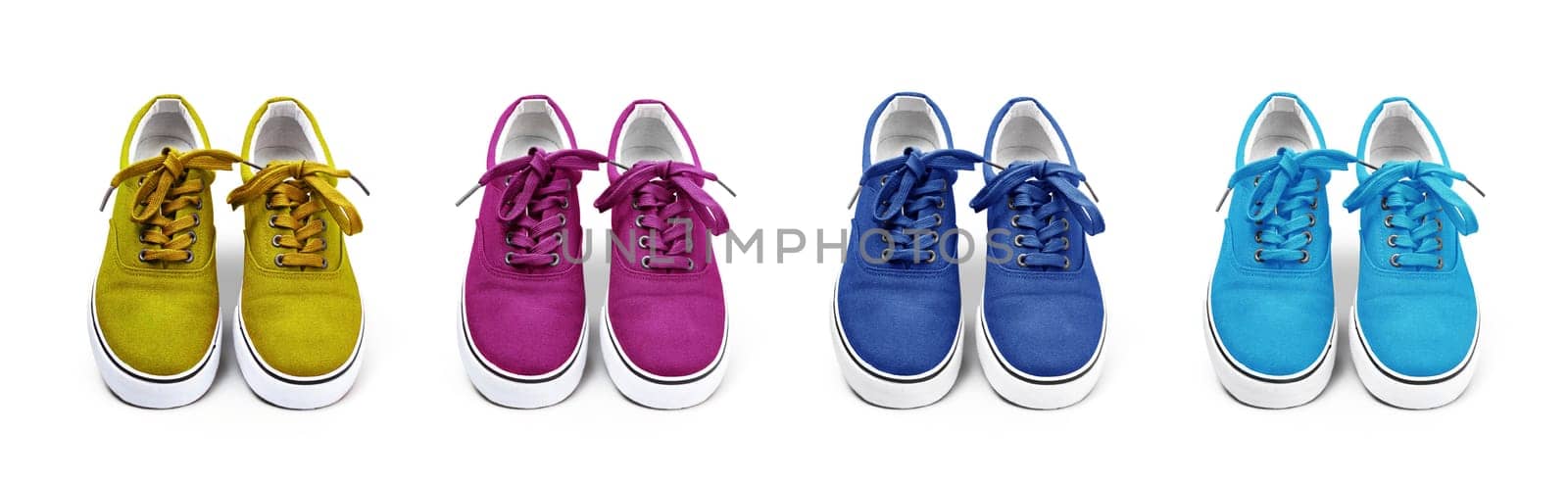 A pair of Green canvas shoes isolated on white background with clipping path