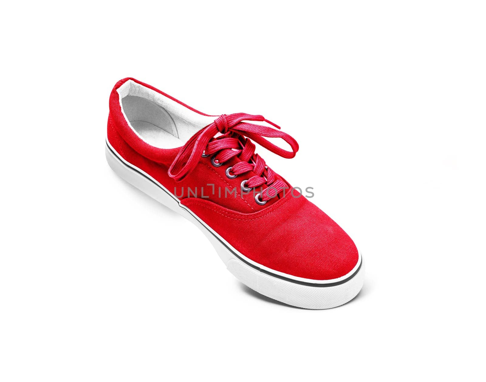 Red canvas shoes isolated on white background with clipping path