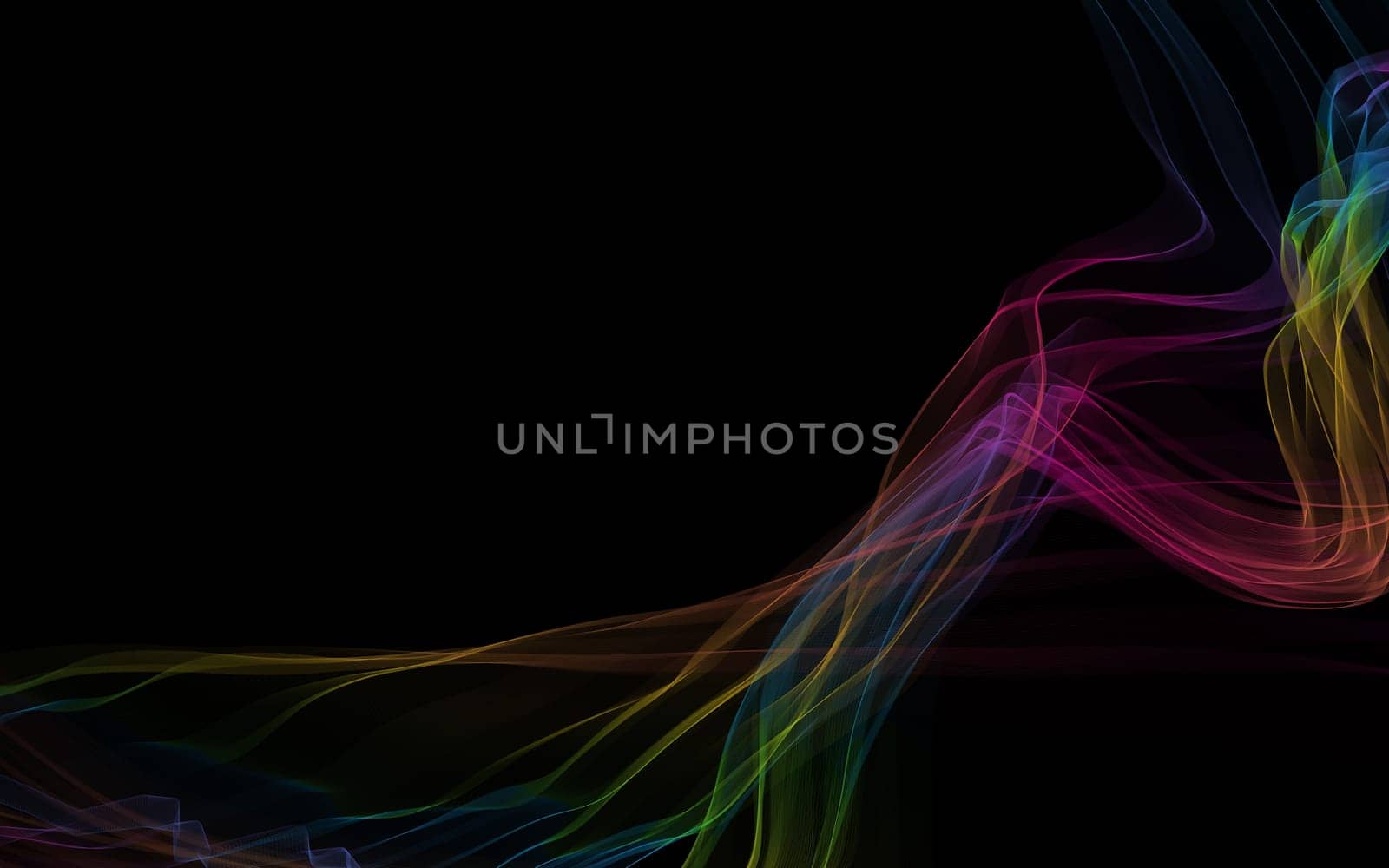 Dark abstract background with a glowing abstract waves, abstract background