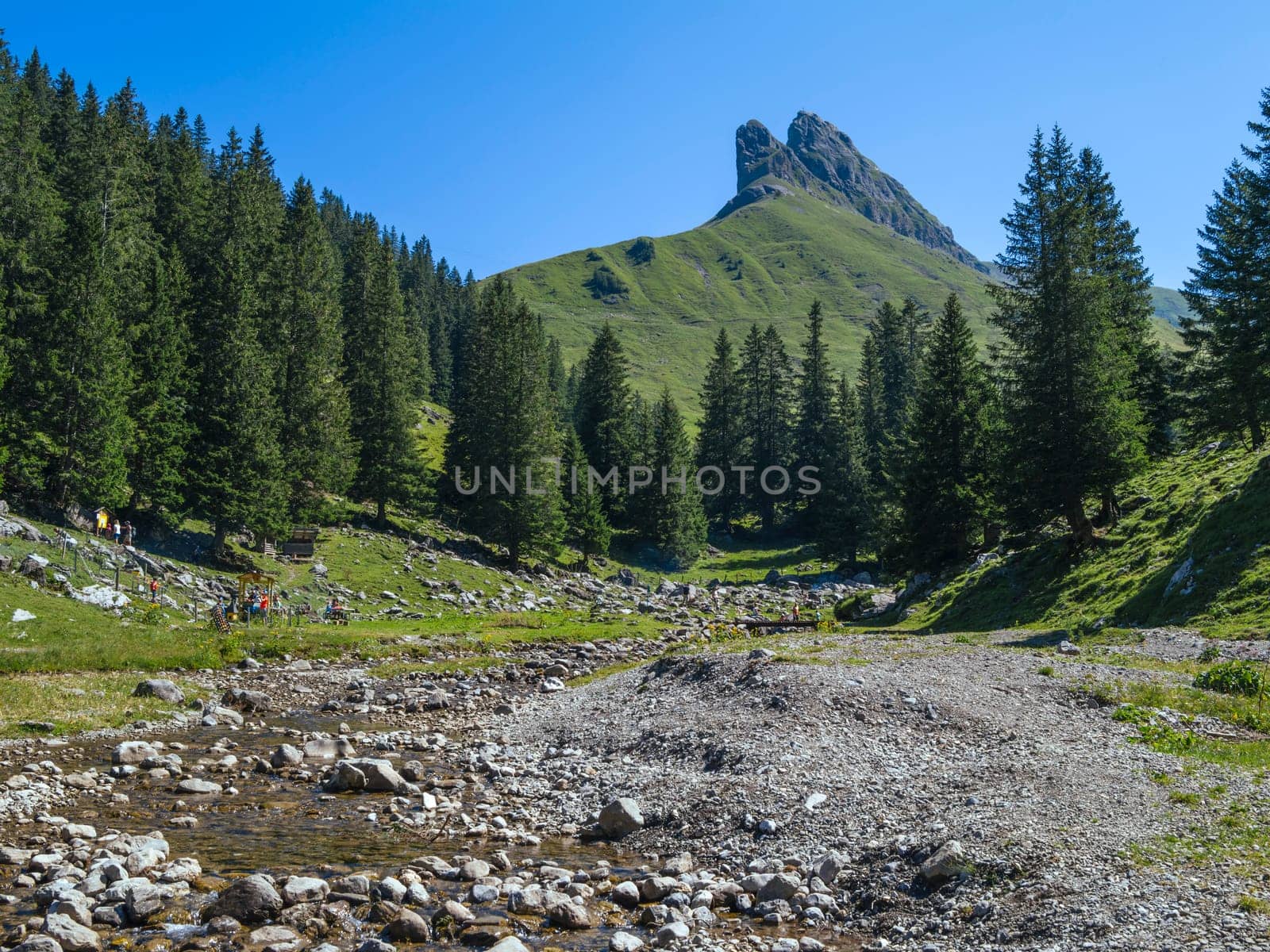 View of the picnic area of Bannalp, Nidwalden Switzerland.