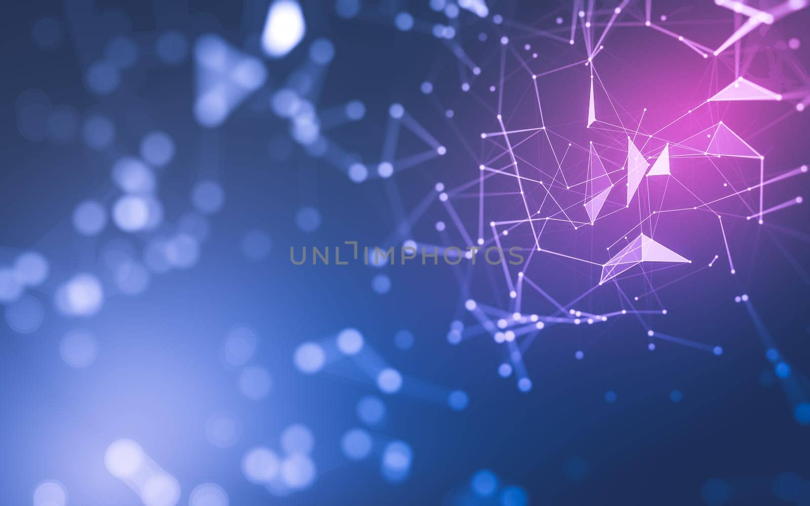 Abstract background. Molecules technology with polygonal shapes, connecting dots and lines. Connection structure. Big data visualization.