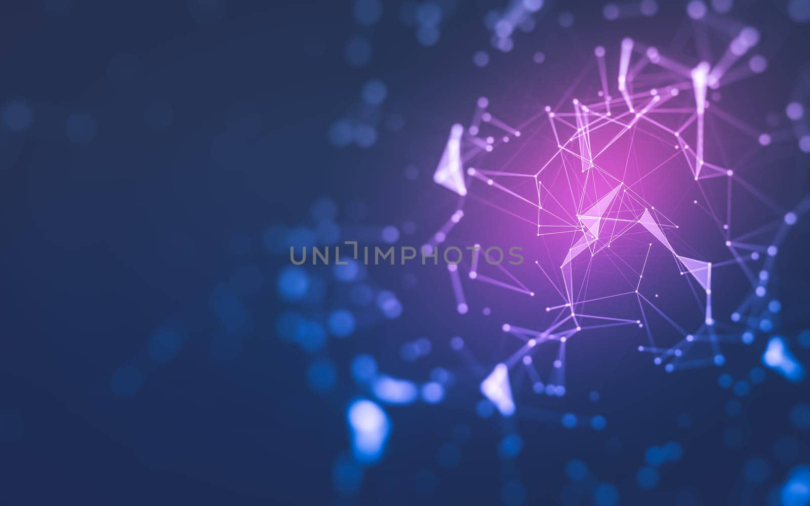 Abstract background. Molecules technology with polygonal shapes, connecting dots and lines. Connection structure. Big data visualization.