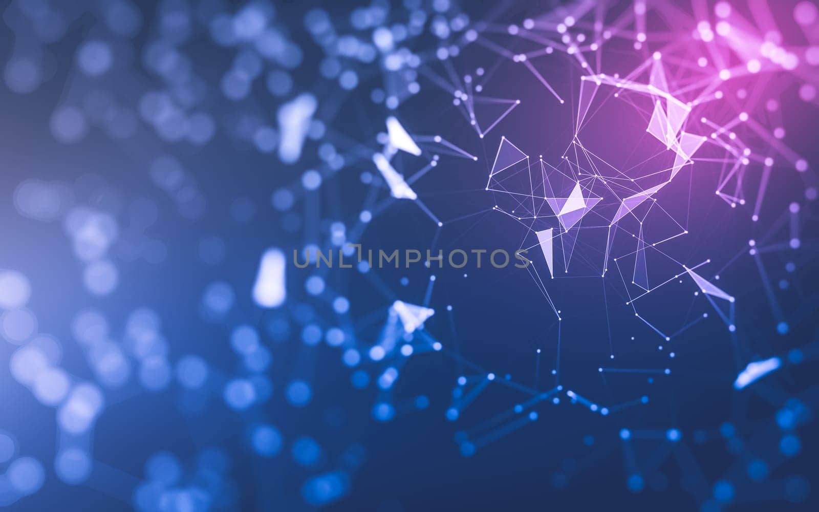 Abstract background. Molecules technology with polygonal shapes, connecting dots and lines. Connection structure. Big data visualization.