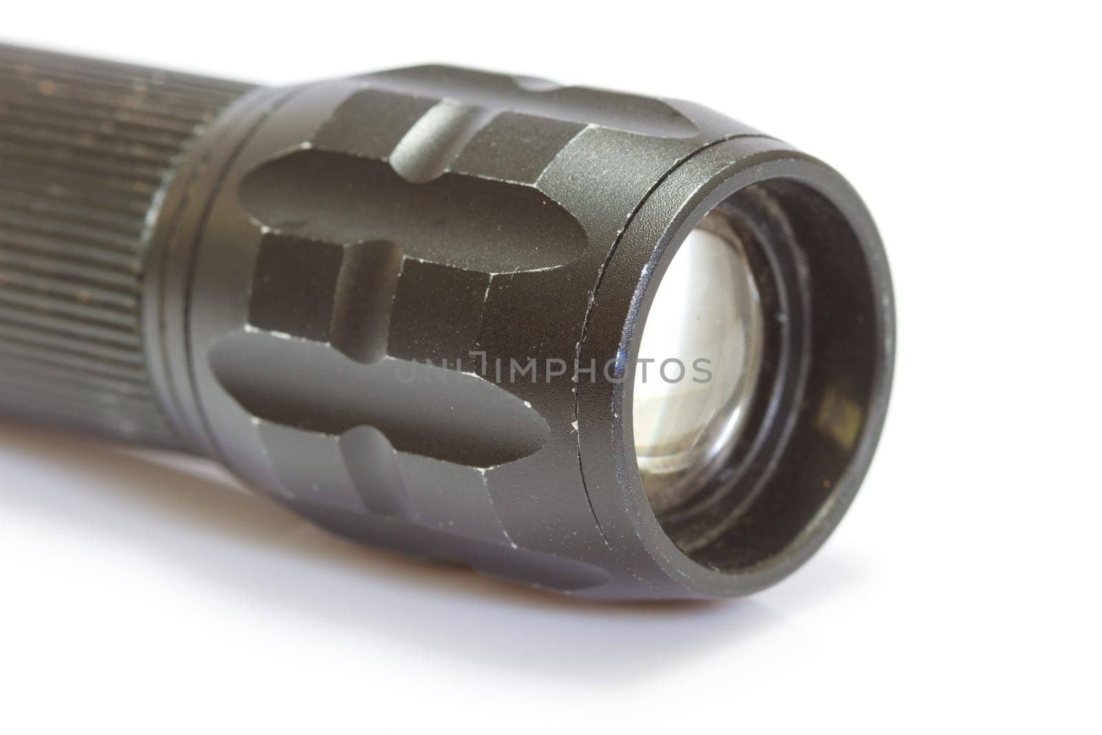 flashlight black color isolated background closeup
