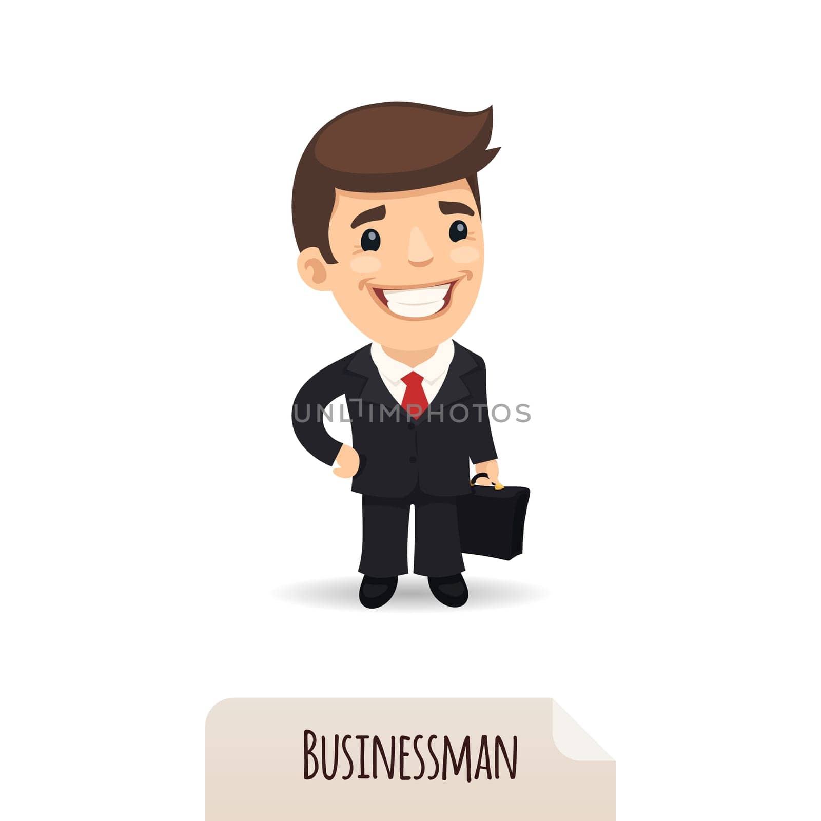 Businessman with a briefcase. In the EPS file, each element is grouped separately. Isolated on white background.