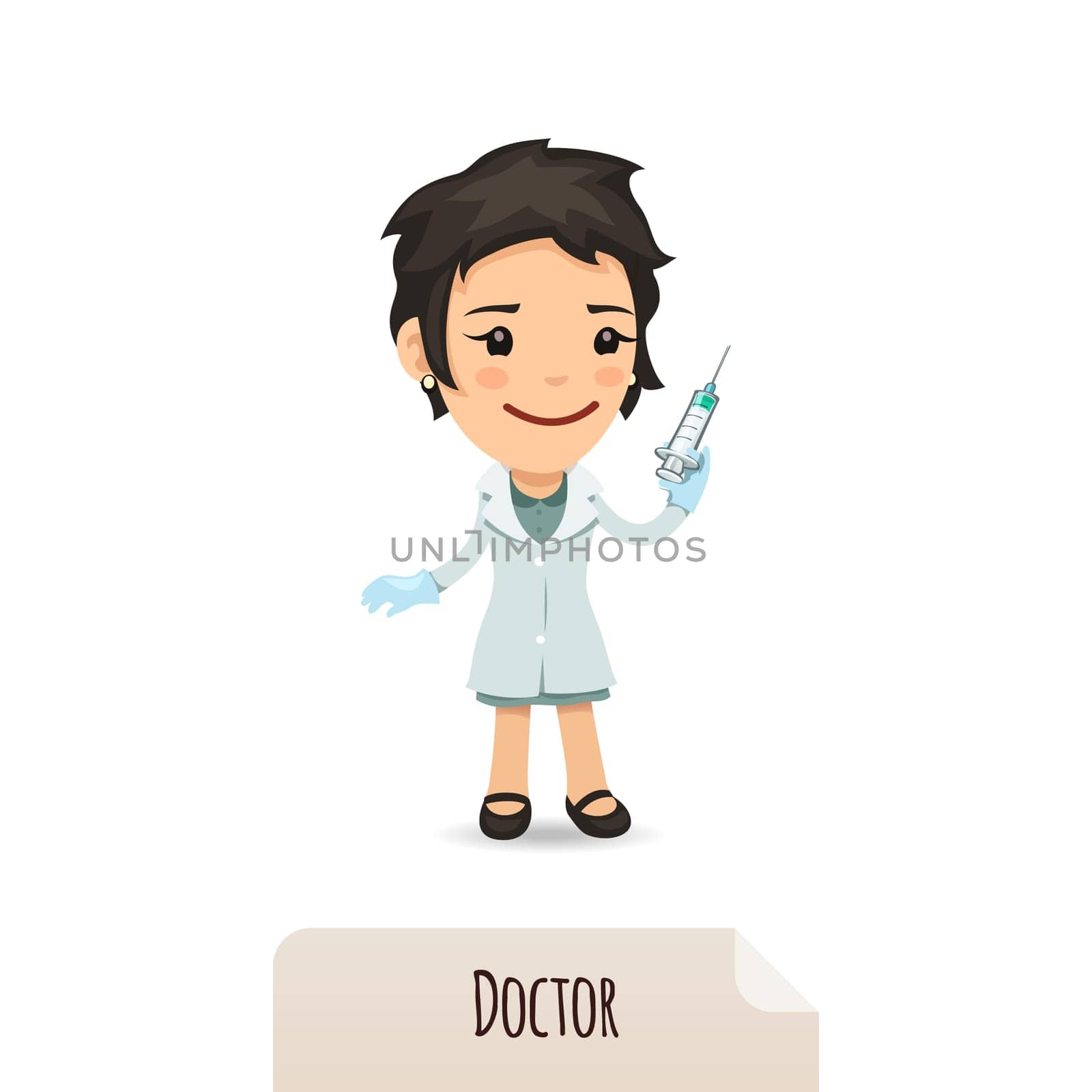 Doctor with vaccine. In the EPS file, each element is grouped separately. Isolated on white background.