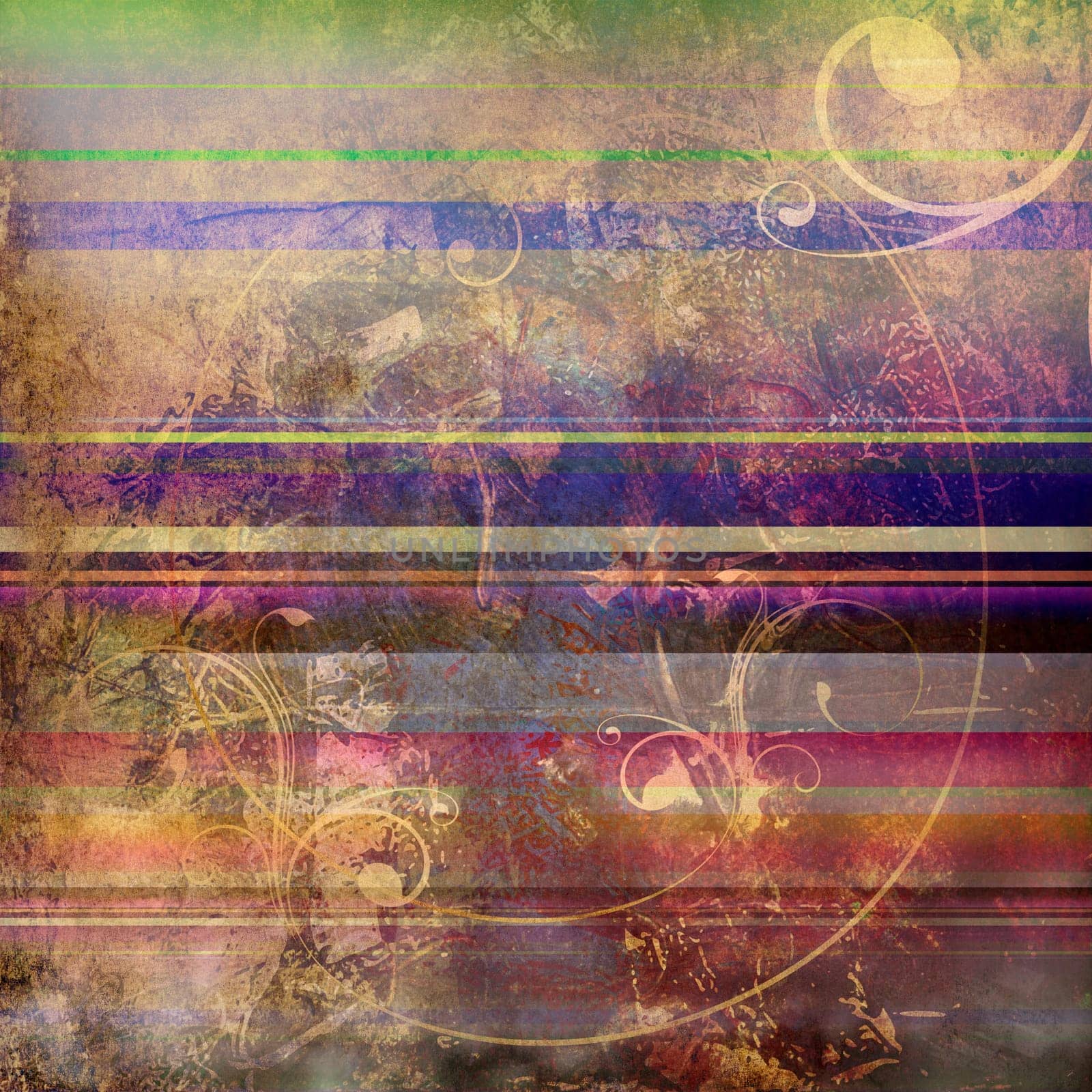 mixed media painting - textures collage swirls