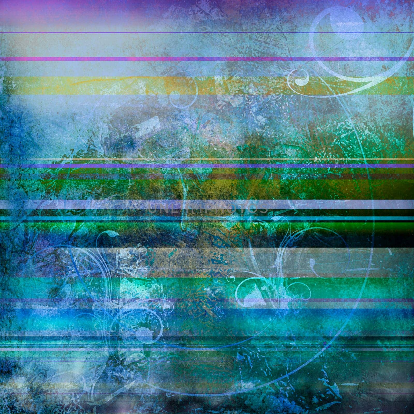 mixed media painting - textures collage swirls